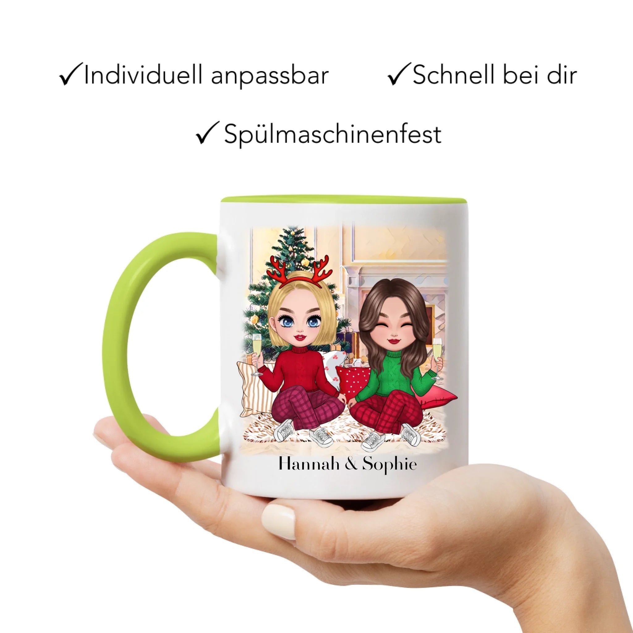 Tasse Beste Freundinnen Weihnachten Personalisiert Beste Freundin selbst gestalten Xmas Geschenk Freundinnengeschenk