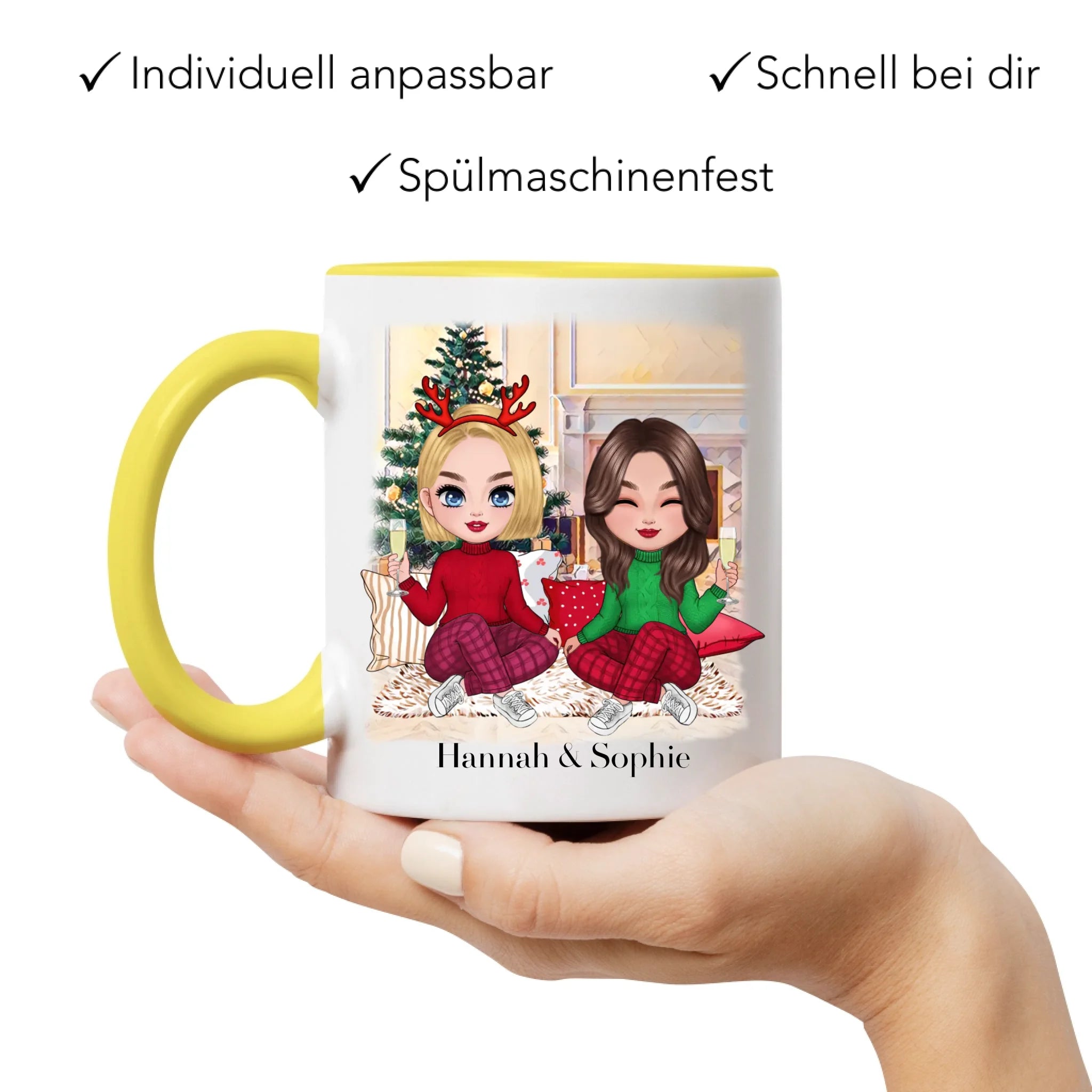 Tasse Beste Freundinnen Weihnachten Personalisiert Beste Freundin selbst gestalten Xmas Geschenk Freundinnengeschenk