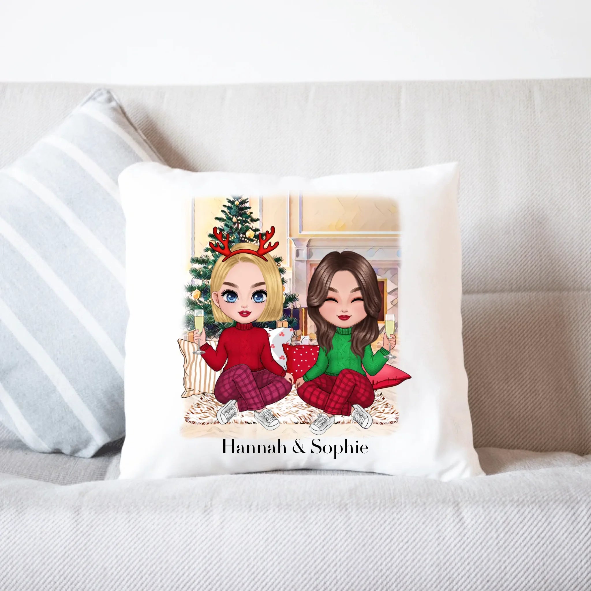 Kissen Beste Freundinnen Weihnachten Personalisiert Beste Freundin selbst gestalten Xmas Geschenk Freundinnengeschenk - Kissen inkl. Füllung