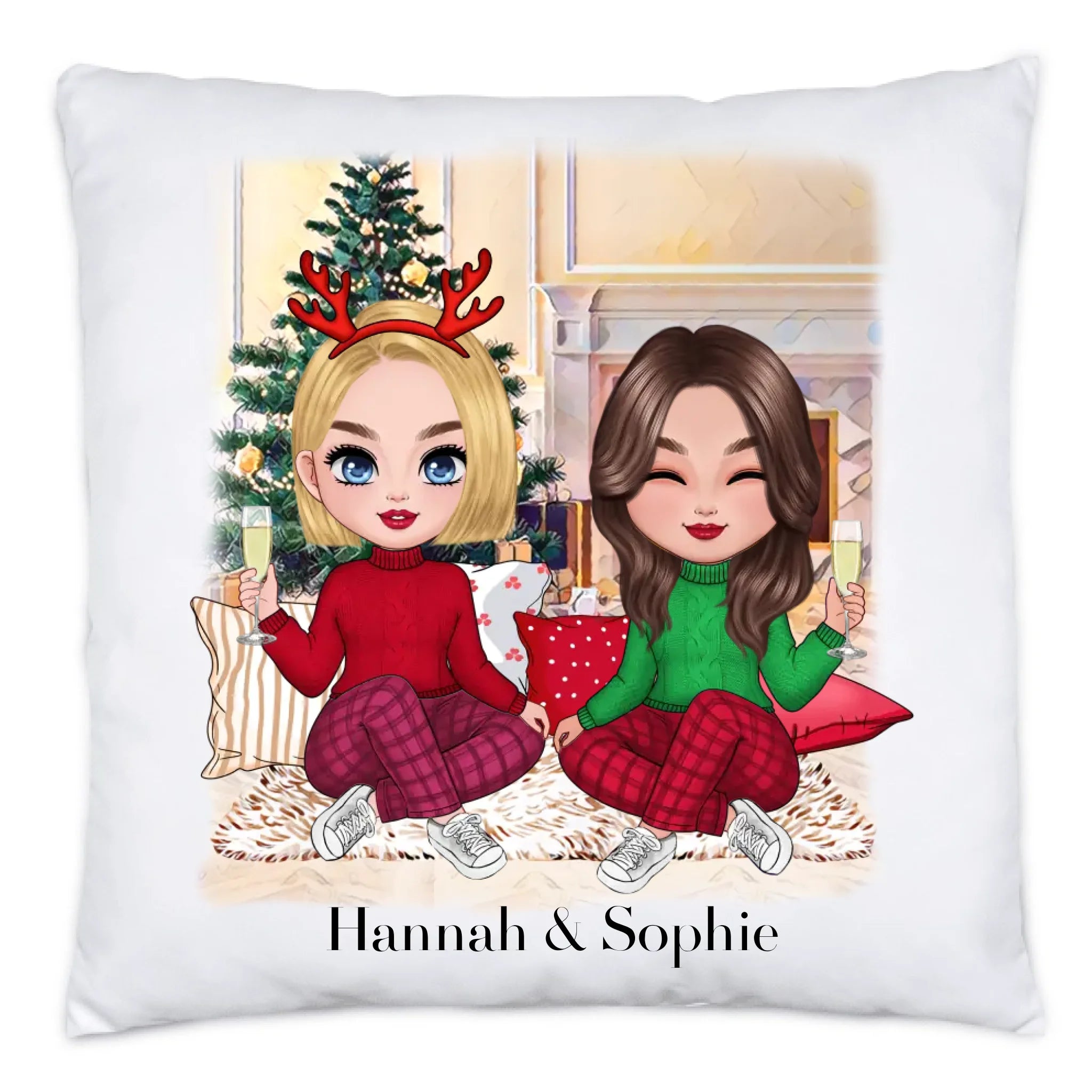 Kissen Beste Freundinnen Weihnachten Personalisiert Beste Freundin selbst gestalten Xmas Geschenk Freundinnengeschenk - Kissen inkl. Füllung