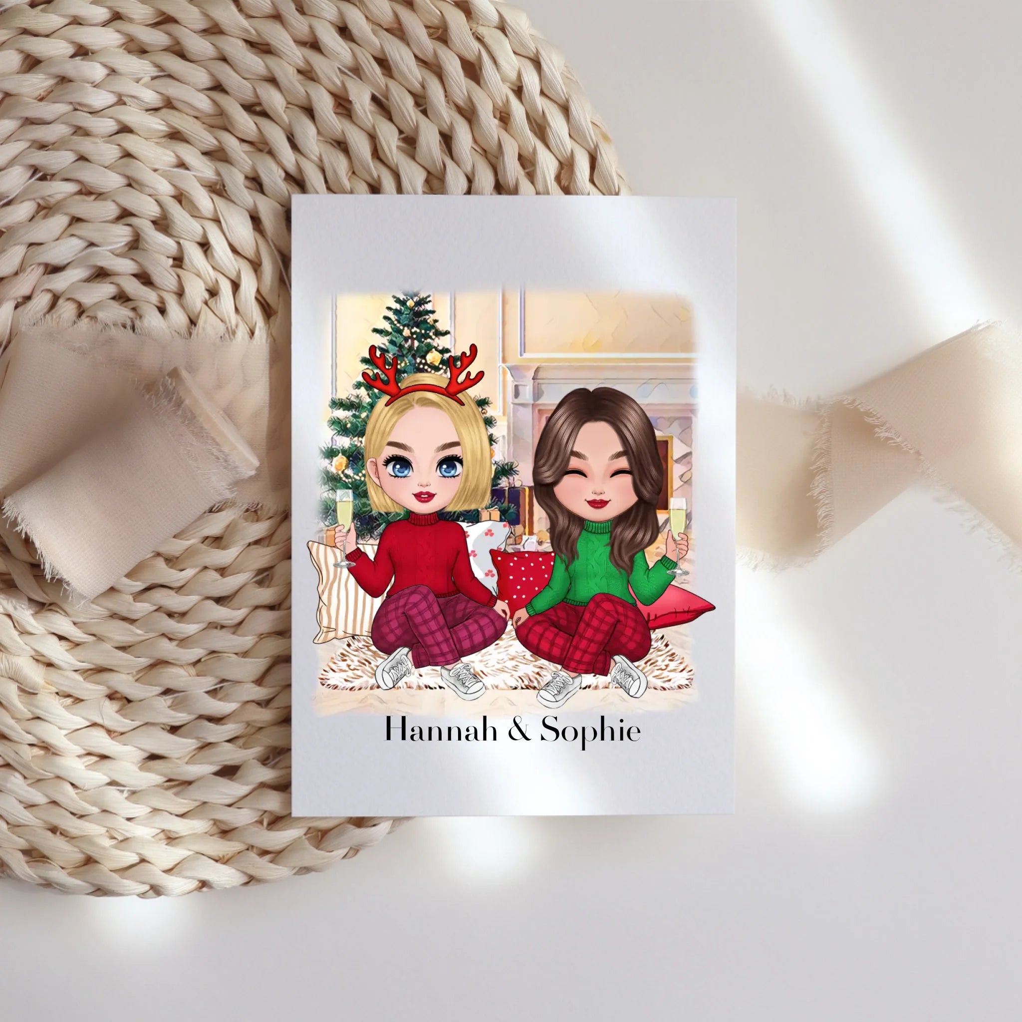Karte Beste Freundinnen Weihnachten Personalisiert Beste Freundin selbst gestalten Xmas Geschenk Freundinnengeschenk - Klappkarte mit Umschlag