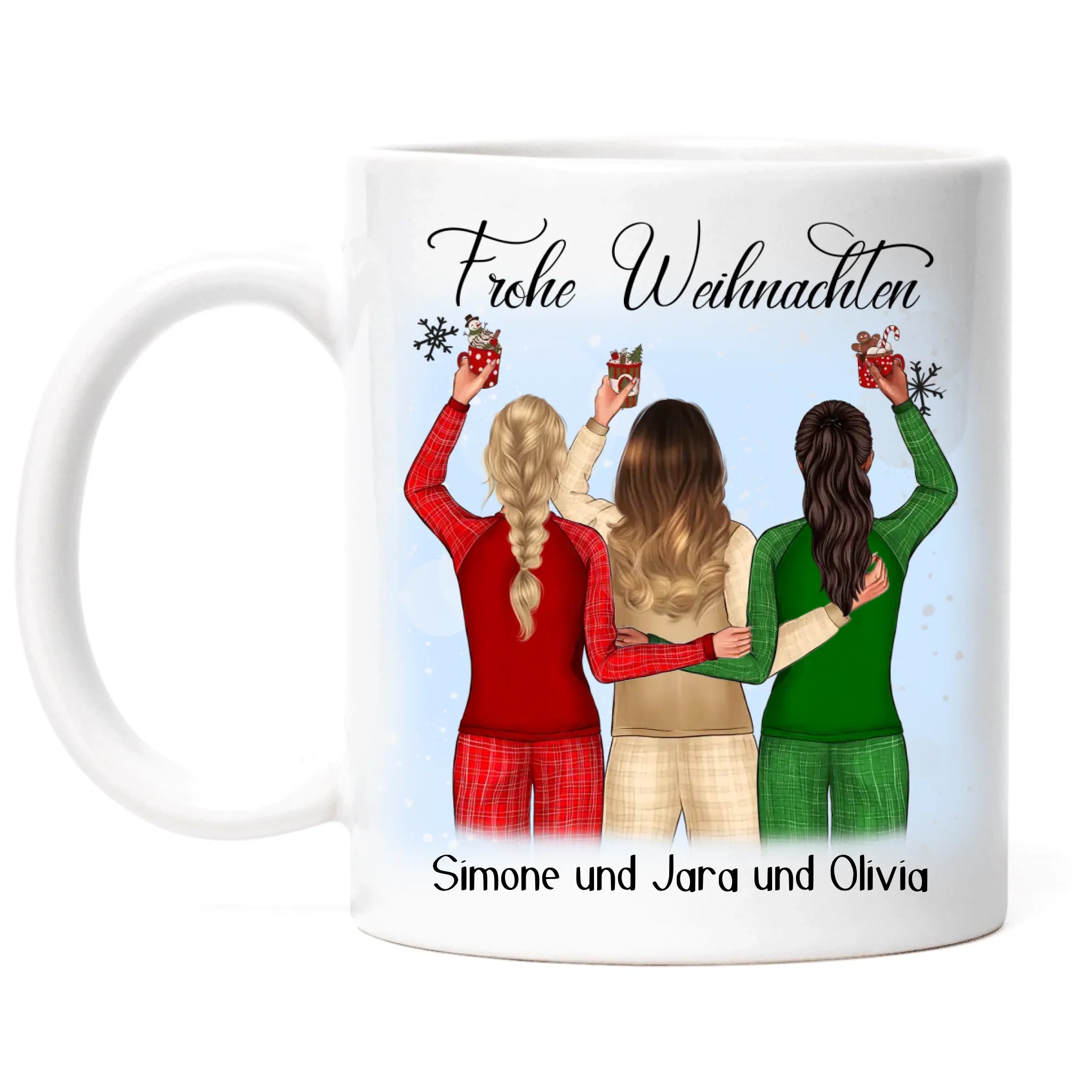 Tasse Weihnachten 3 Beste Freundinnen Personalisiert Beste Freundin Weihnachts-Tasse mit Name Xmas Geschenk Freundinnengeschenk