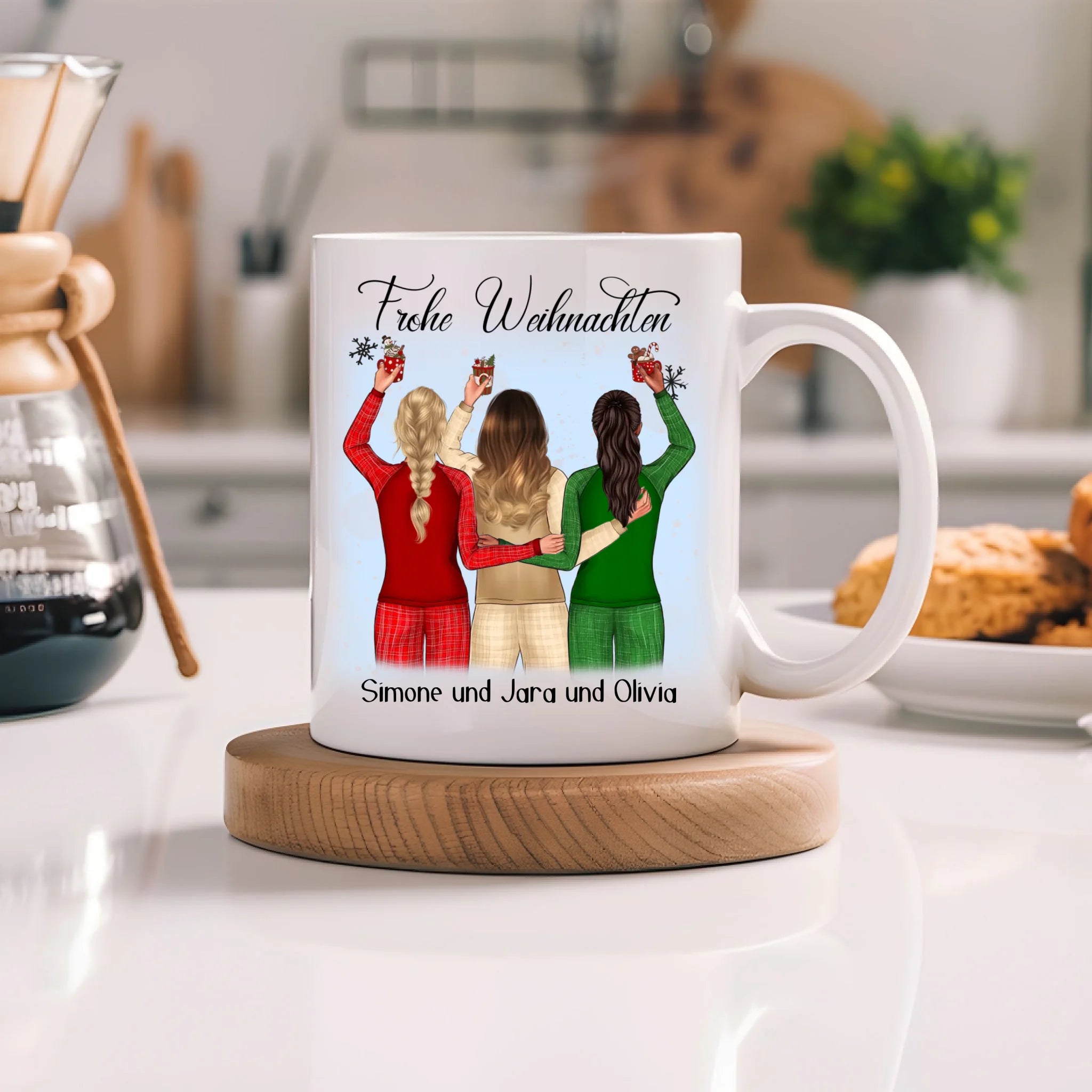Tasse Weihnachten 3 Beste Freundinnen Personalisiert Beste Freundin Weihnachts-Tasse mit Name Xmas Geschenk Freundinnengeschenk