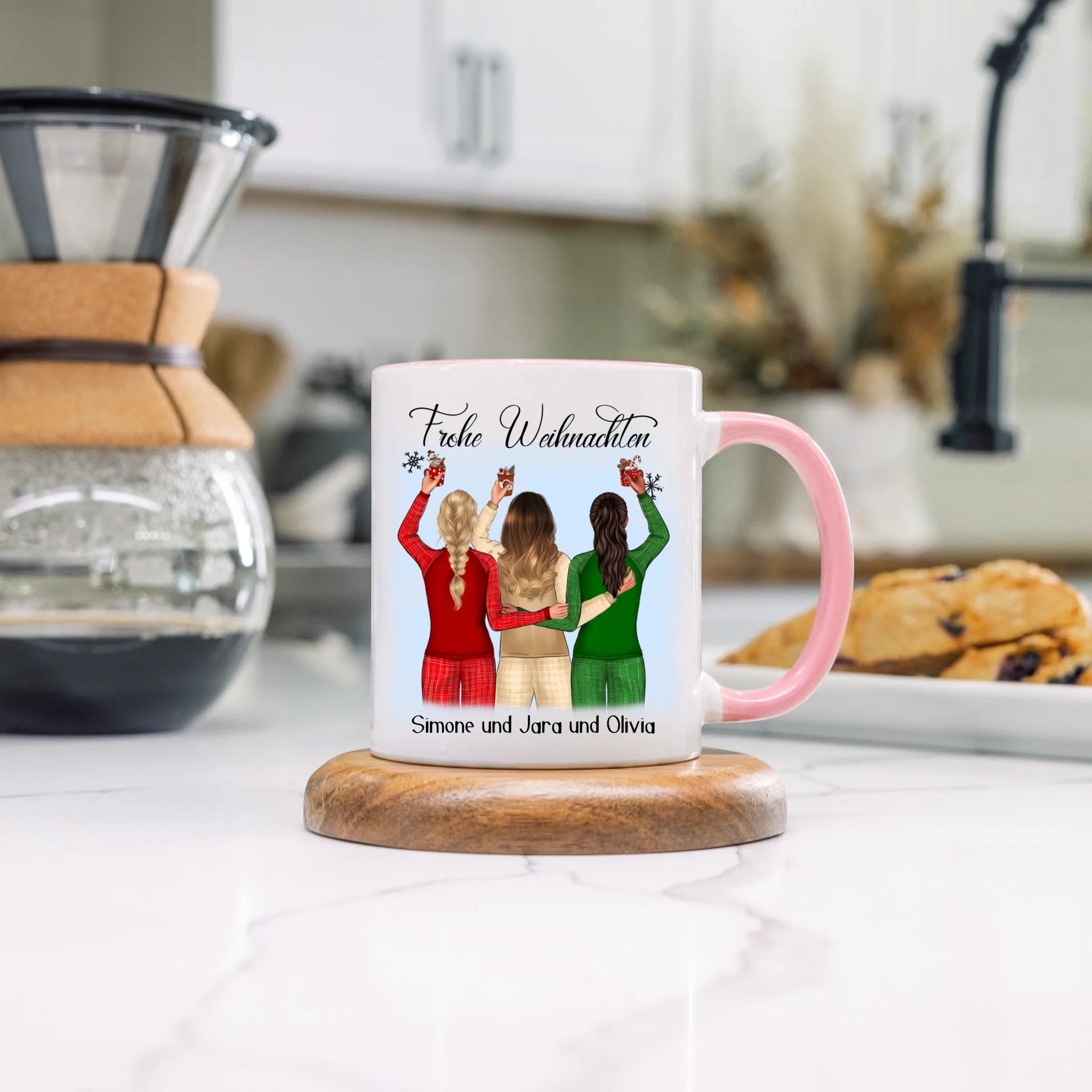 Tasse Weihnachten 3 Beste Freundinnen Personalisiert Beste Freundin Weihnachts-Tasse mit Name Xmas Geschenk Freundinnengeschenk