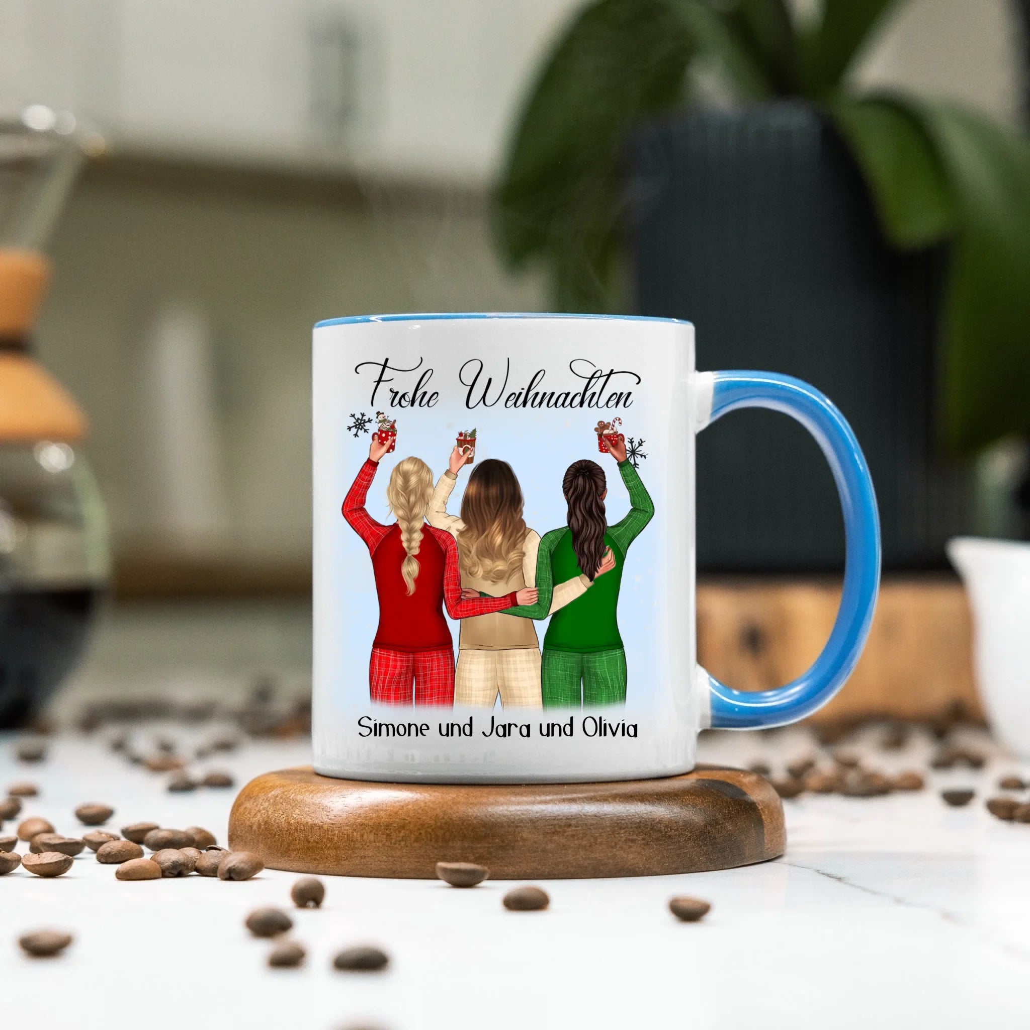 Tasse Weihnachten 3 Beste Freundinnen Personalisiert Beste Freundin Weihnachts-Tasse mit Name Xmas Geschenk Freundinnengeschenk