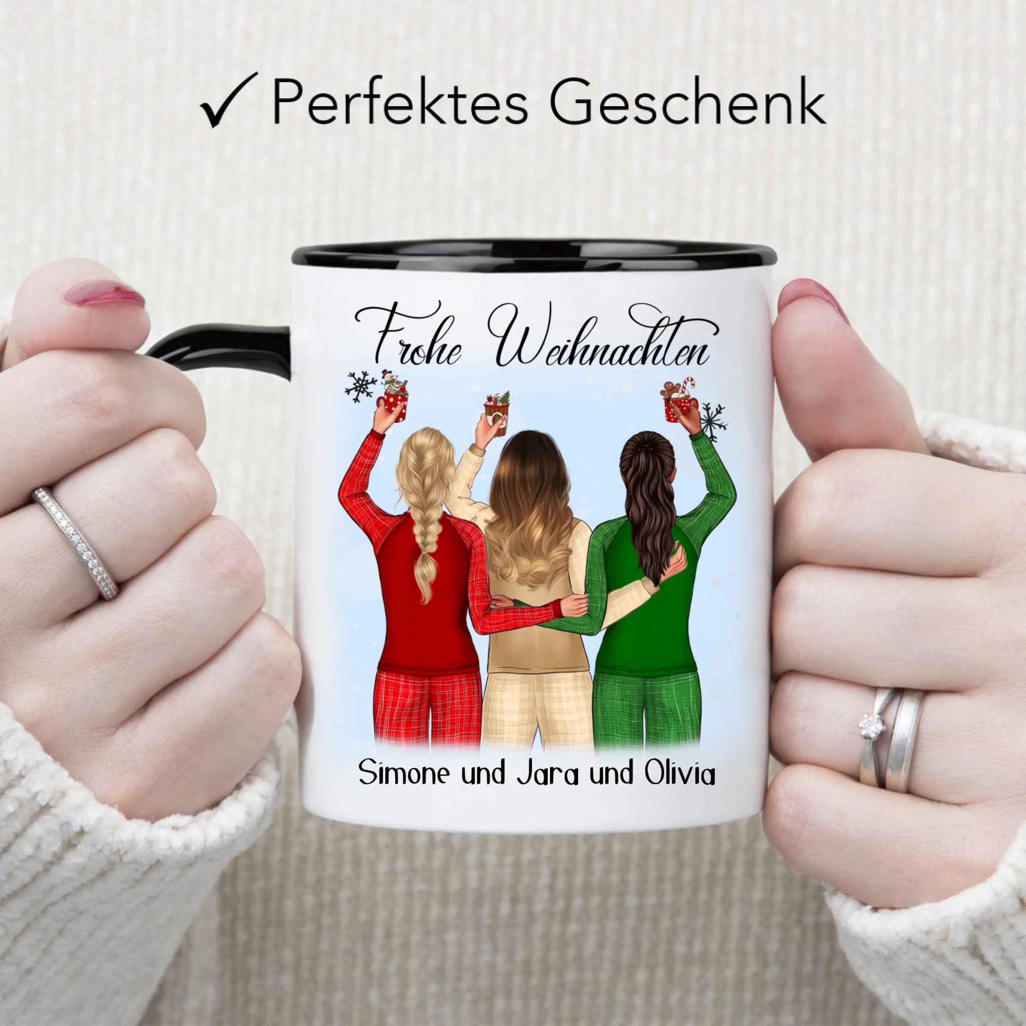 Tasse Weihnachten 3 Beste Freundinnen Personalisiert Beste Freundin Weihnachts-Tasse mit Name Xmas Geschenk Freundinnengeschenk