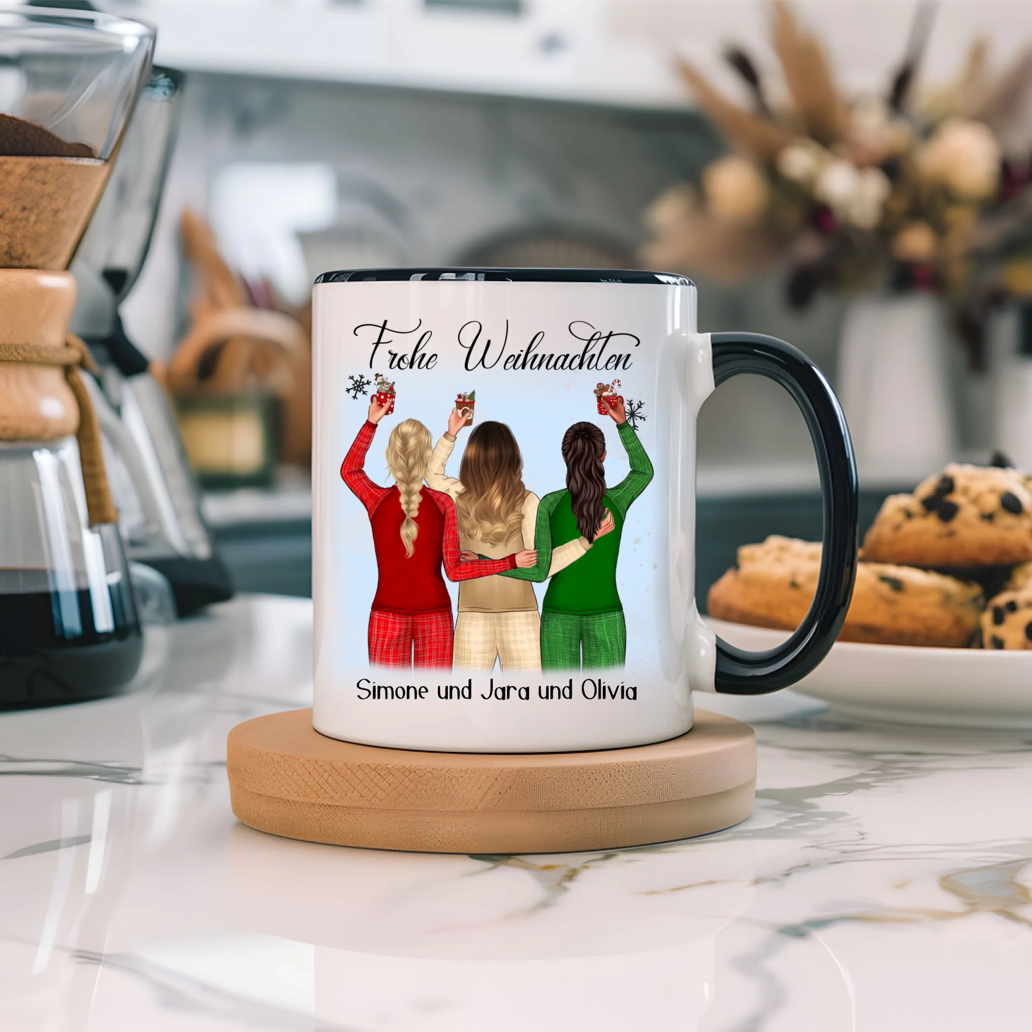 Tasse Weihnachten 3 Beste Freundinnen Personalisiert Beste Freundin Weihnachts-Tasse mit Name Xmas Geschenk Freundinnengeschenk