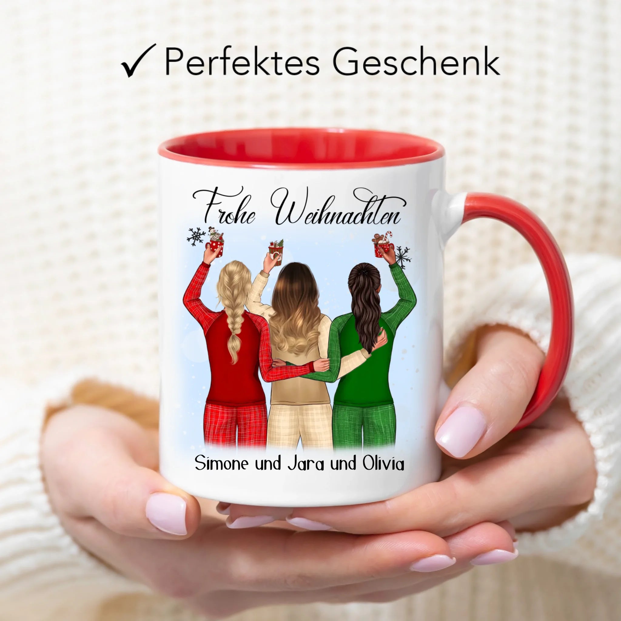 Tasse Weihnachten 3 Beste Freundinnen Personalisiert Beste Freundin Weihnachts-Tasse mit Name Xmas Geschenk Freundinnengeschenk