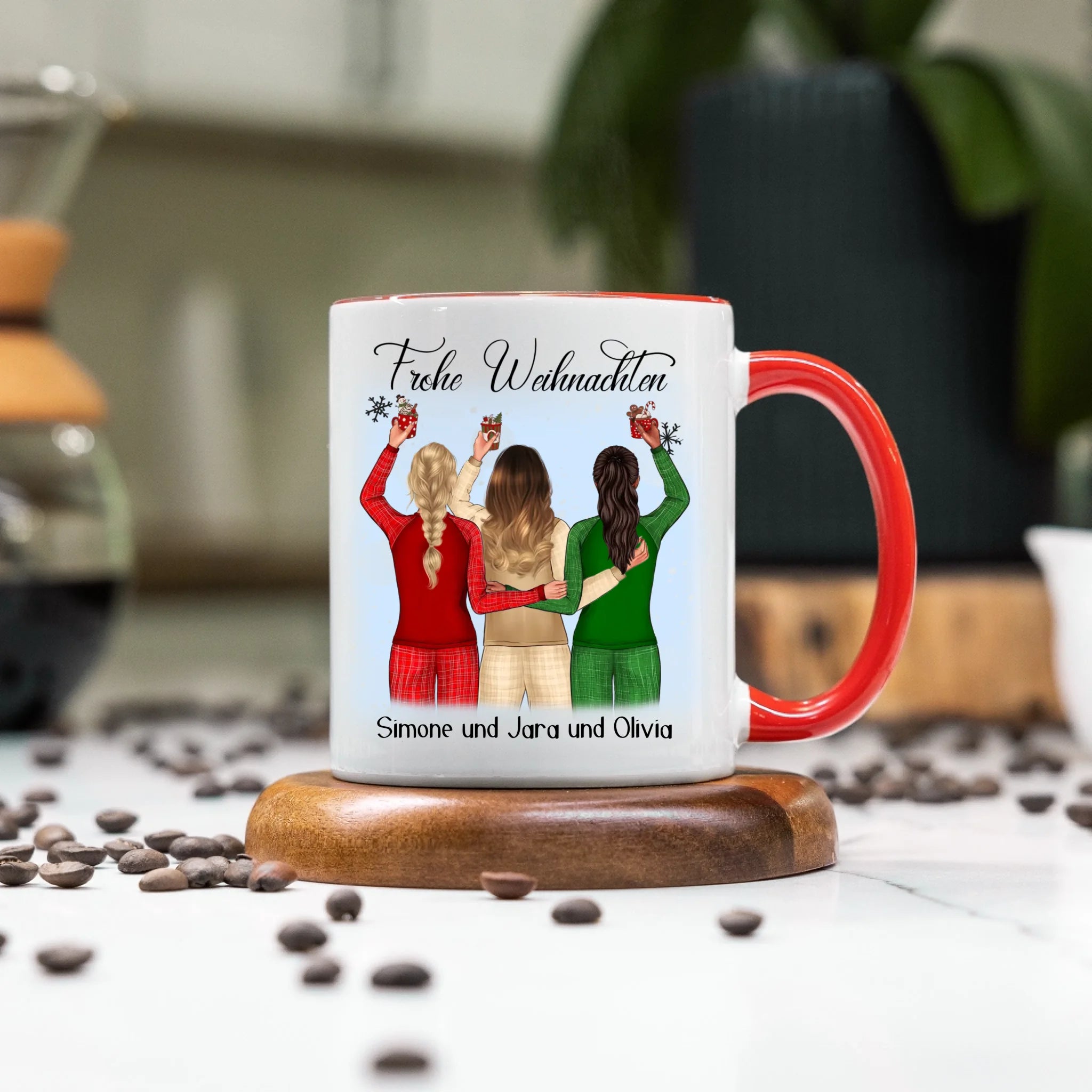 Tasse Weihnachten 3 Beste Freundinnen Personalisiert Beste Freundin Weihnachts-Tasse mit Name Xmas Geschenk Freundinnengeschenk