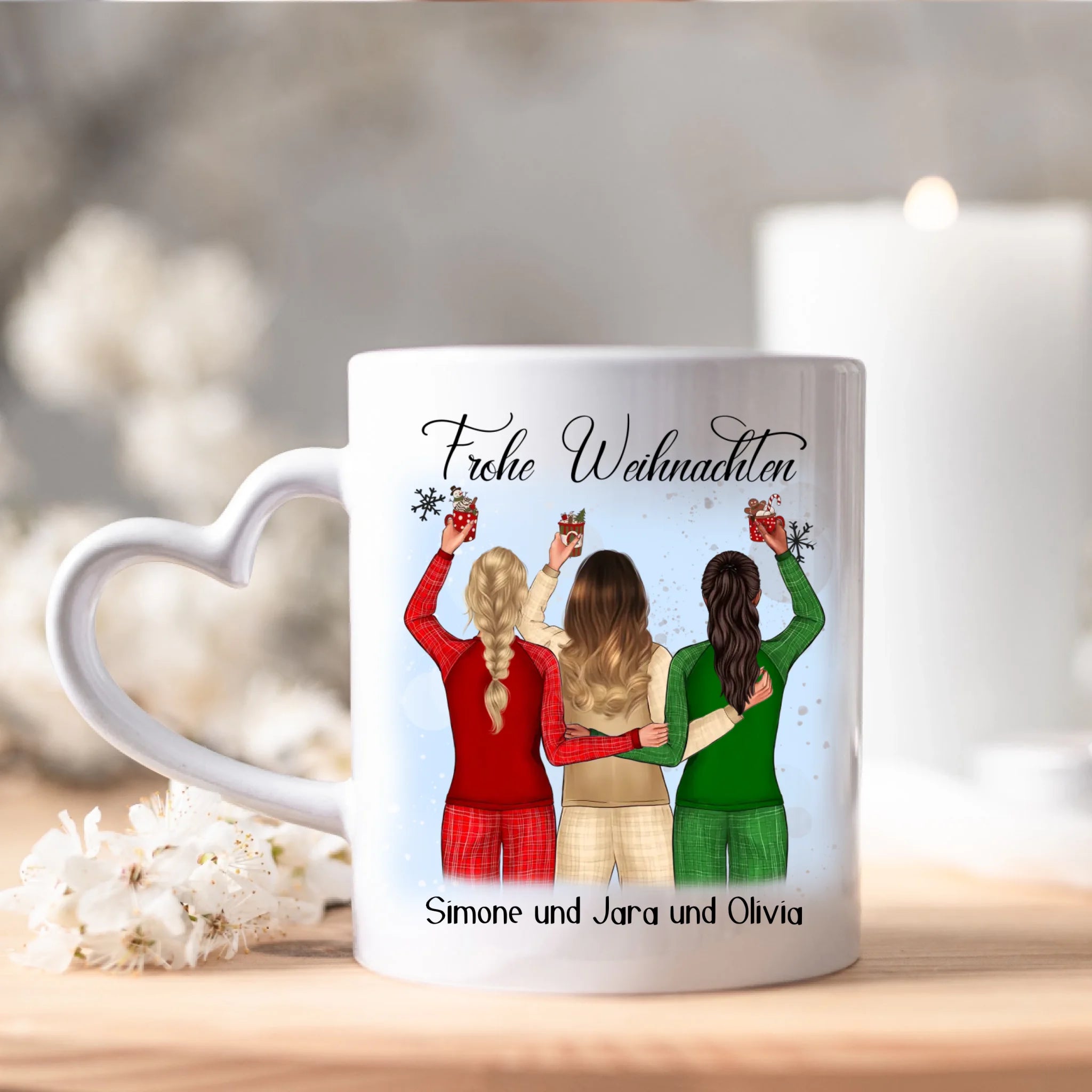 Tasse Weihnachten 3 Beste Freundinnen Personalisiert Beste Freundin Weihnachts-Tasse mit Name Xmas Geschenk Freundinnengeschenk