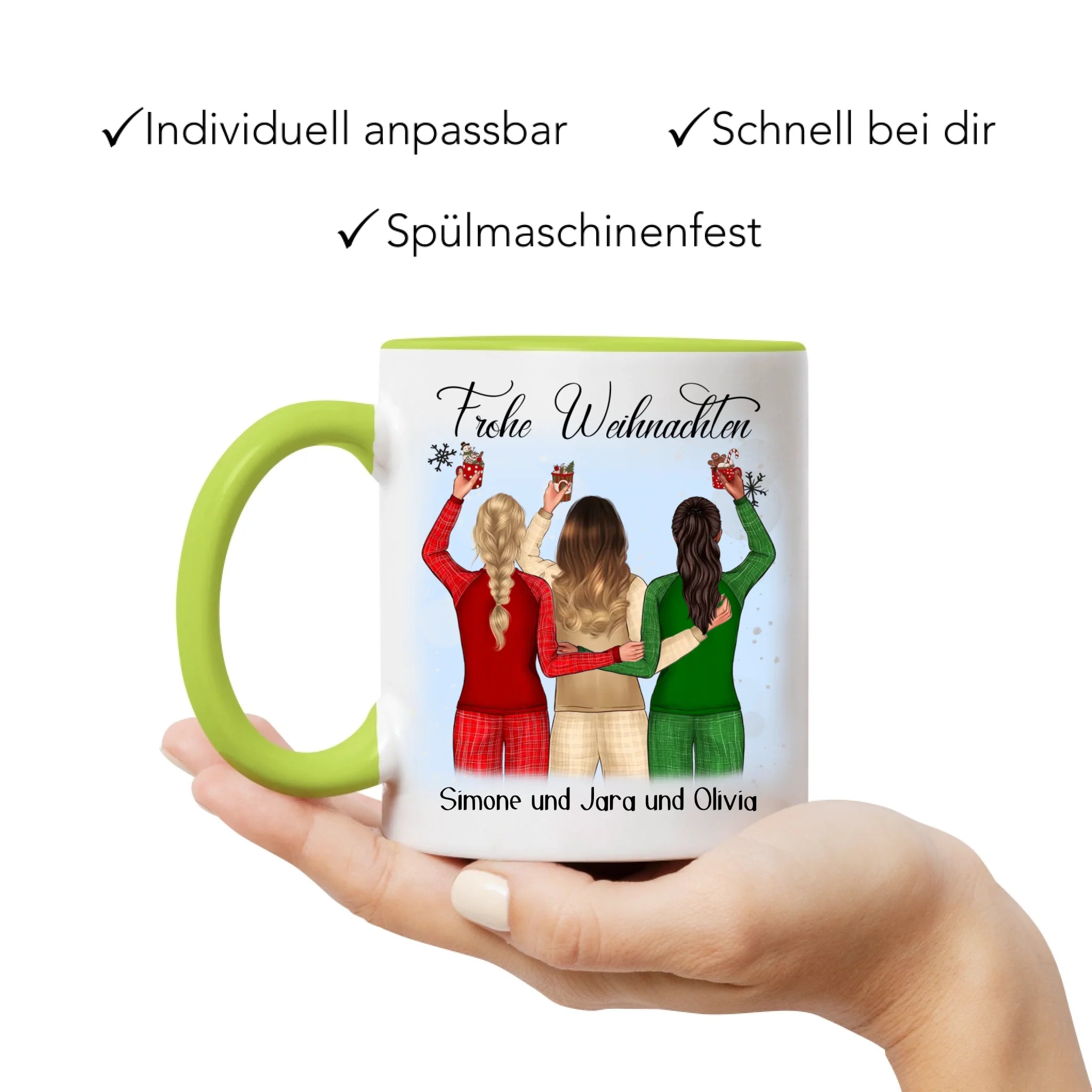 Tasse Weihnachten 3 Beste Freundinnen Personalisiert Beste Freundin Weihnachts-Tasse mit Name Xmas Geschenk Freundinnengeschenk