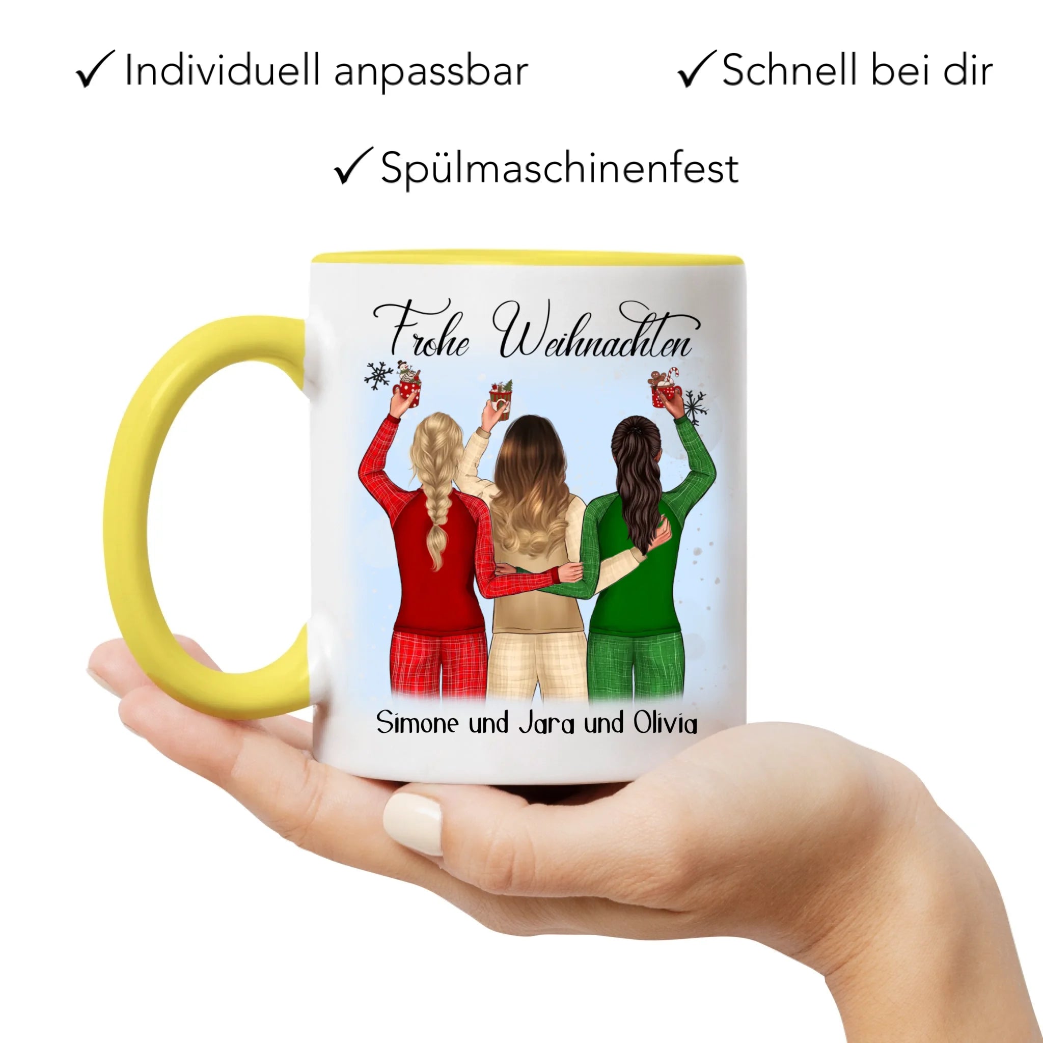 Tasse Weihnachten 3 Beste Freundinnen Personalisiert Beste Freundin Weihnachts-Tasse mit Name Xmas Geschenk Freundinnengeschenk