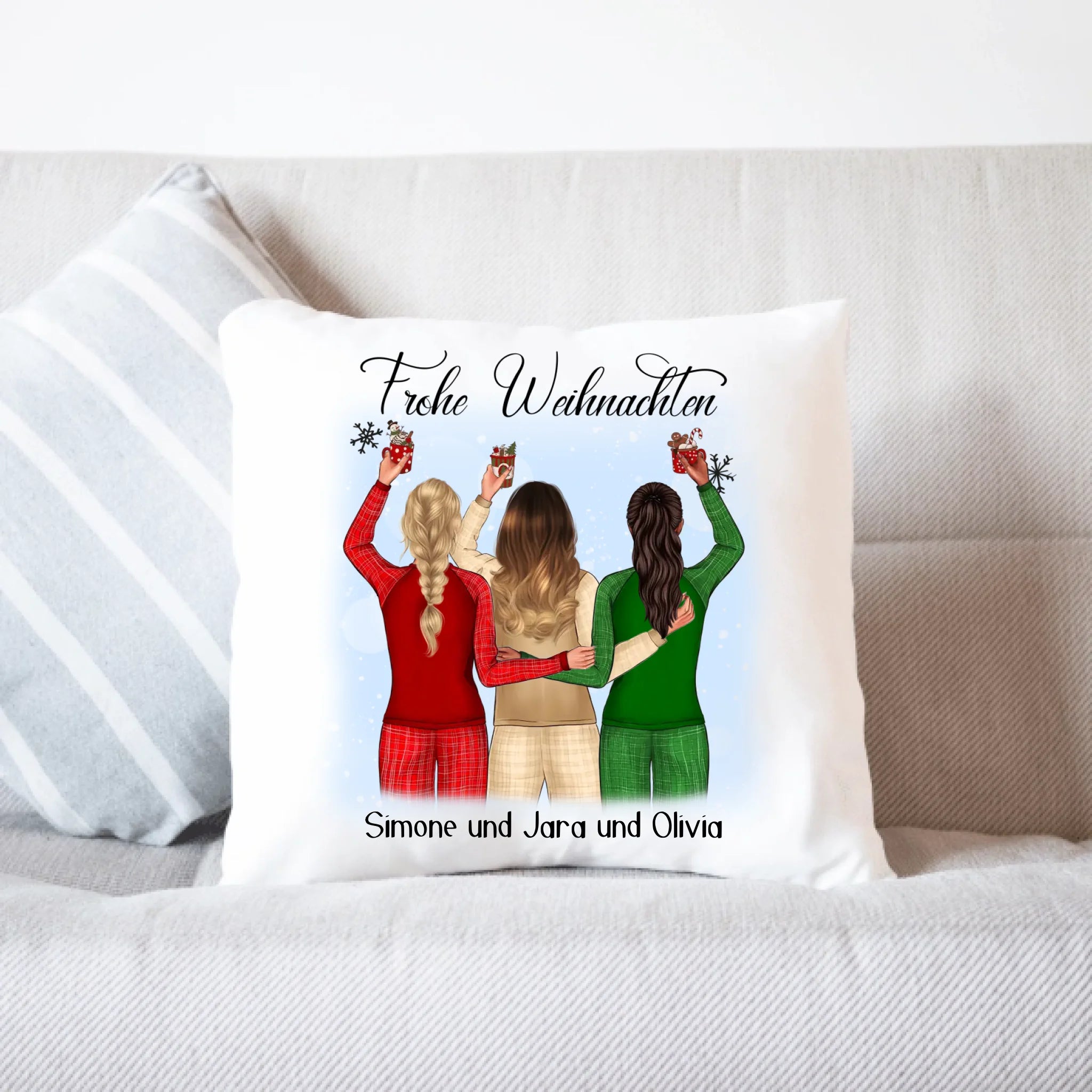 Kissen Weihnachten 3 Beste Freundinnen Personalisiert Beste Freundin Weihnachtskissen mit Name Xmas Geschenk Freundinnengeschenk - Kissen inkl. Füllung