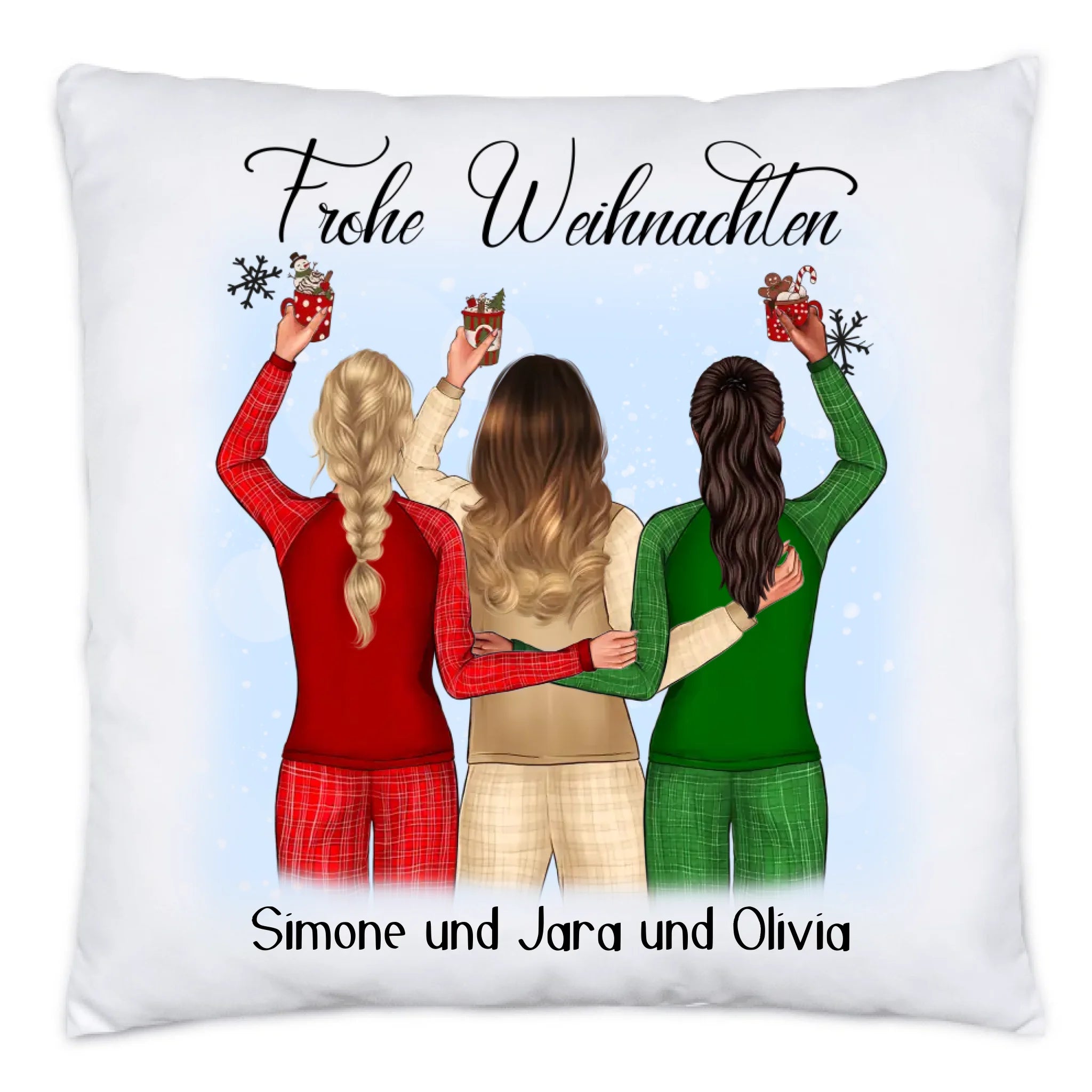 Kissen Weihnachten 3 Beste Freundinnen Personalisiert Beste Freundin Weihnachtskissen mit Name Xmas Geschenk Freundinnengeschenk - Kissen inkl. Füllung
