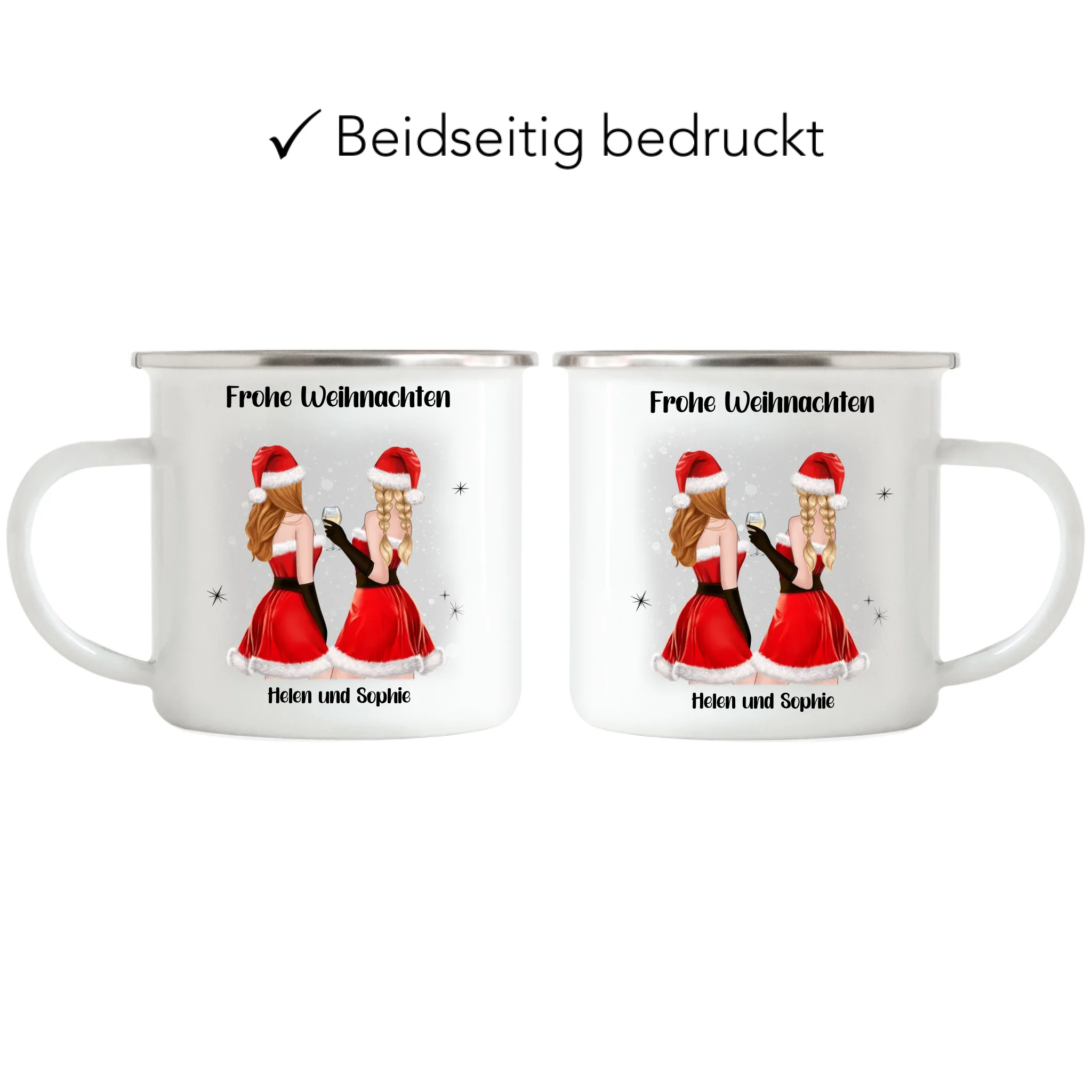 Tasse Beste Freundinnen Weihnachten Personalisiert Beste Freundin Weihnachts-Tasse mit Name Xmas Geschenk Freundinnengeschenk - Emaille Tasse