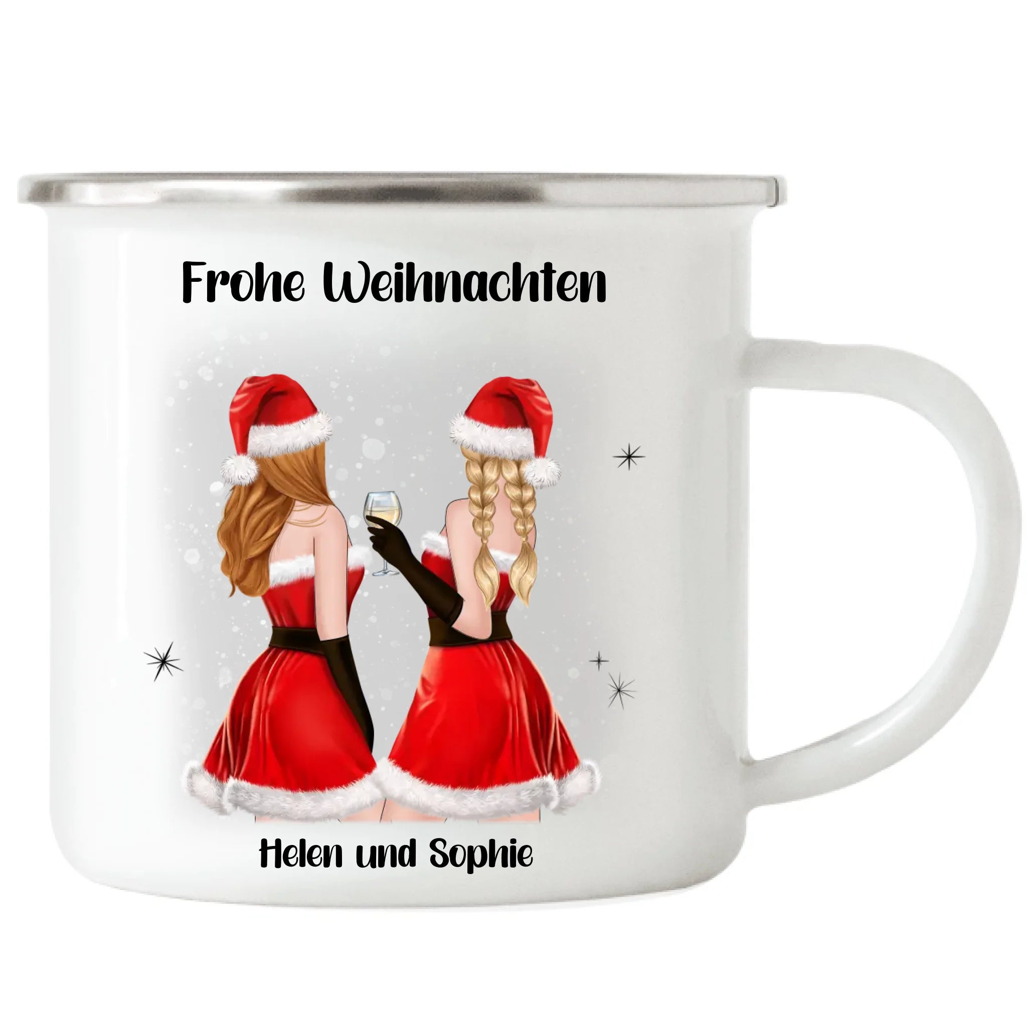 Tasse Beste Freundinnen Weihnachten Personalisiert Beste Freundin Weihnachts-Tasse mit Name Xmas Geschenk Freundinnengeschenk - Emaille Tasse