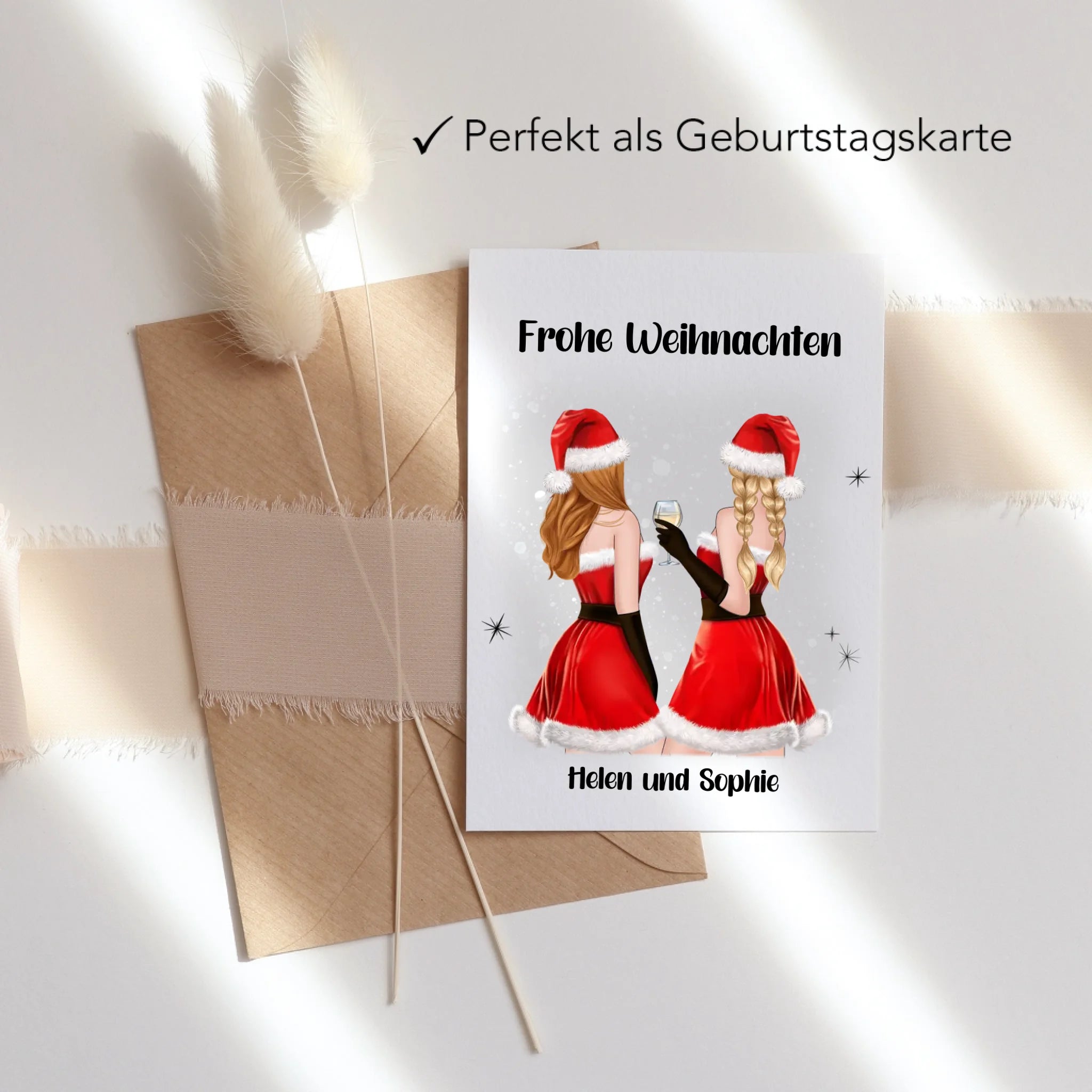 Karte Beste Freundinnen Weihnachten Personalisiert Beste Freundin Weihnachtskarte mit Name Xmas Geschenk Freundinnengeschenk - Klappkarte mit Umschlag