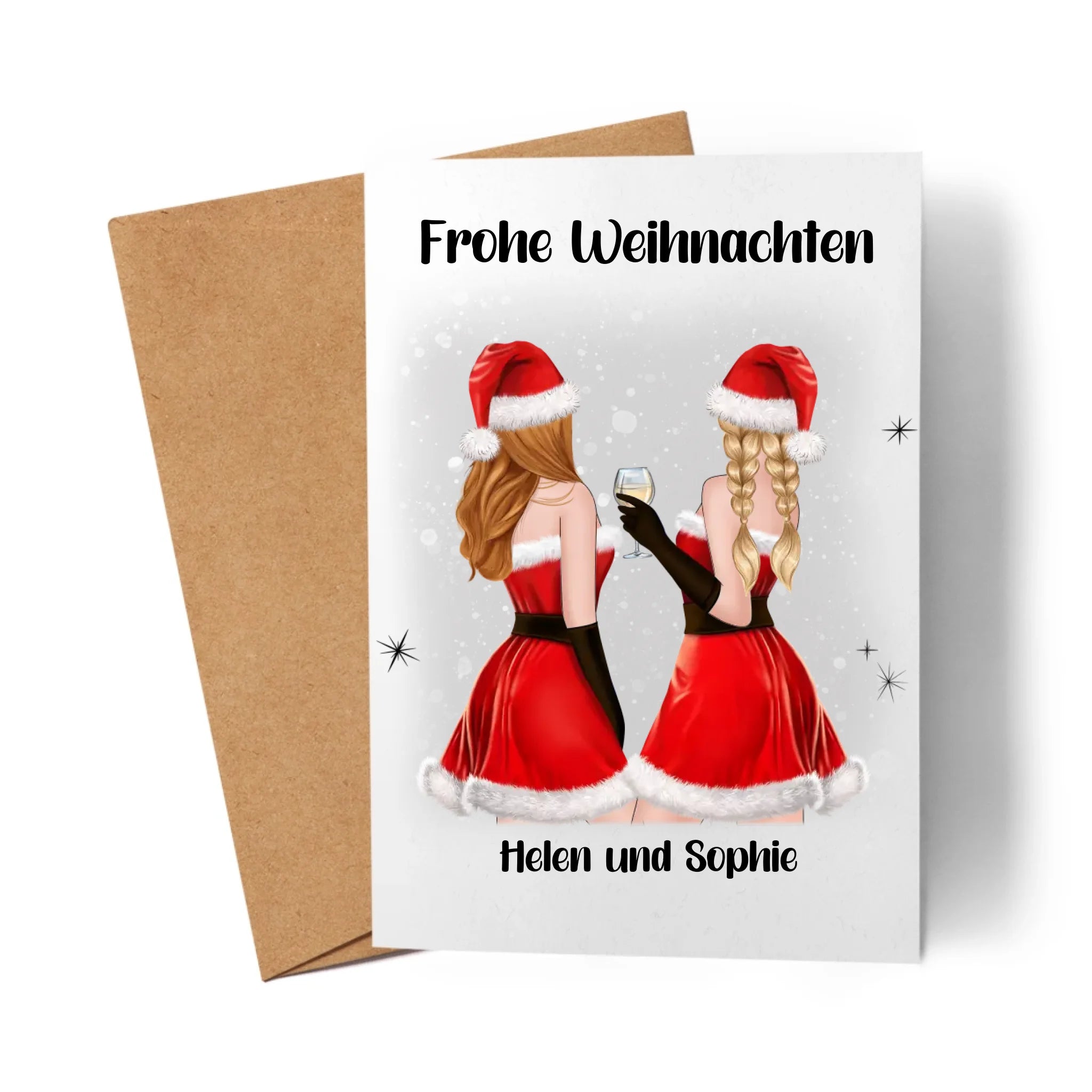 Karte Beste Freundinnen Weihnachten Personalisiert Beste Freundin Weihnachtskarte mit Name Xmas Geschenk Freundinnengeschenk - Klappkarte mit Umschlag