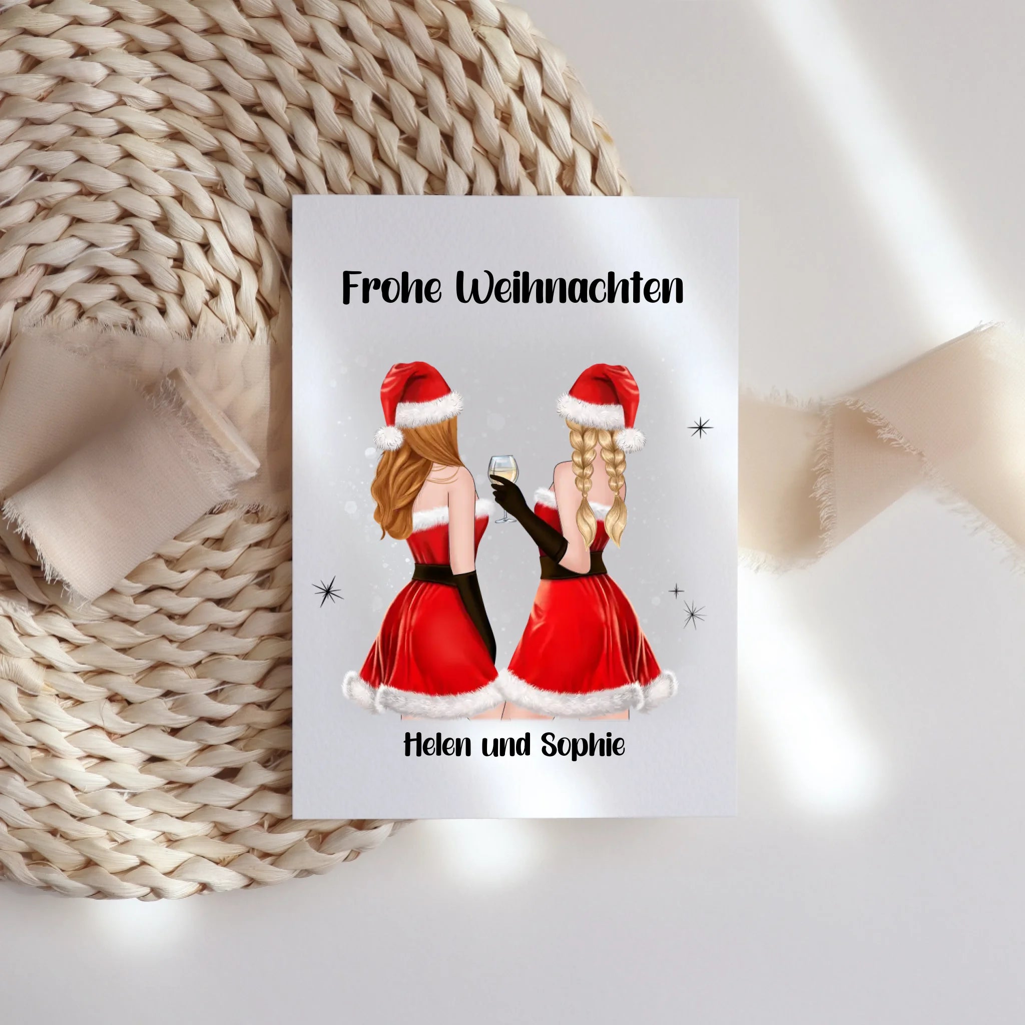 Karte Beste Freundinnen Weihnachten Personalisiert Beste Freundin Weihnachtskarte mit Name Xmas Geschenk Freundinnengeschenk - Klappkarte mit Umschlag