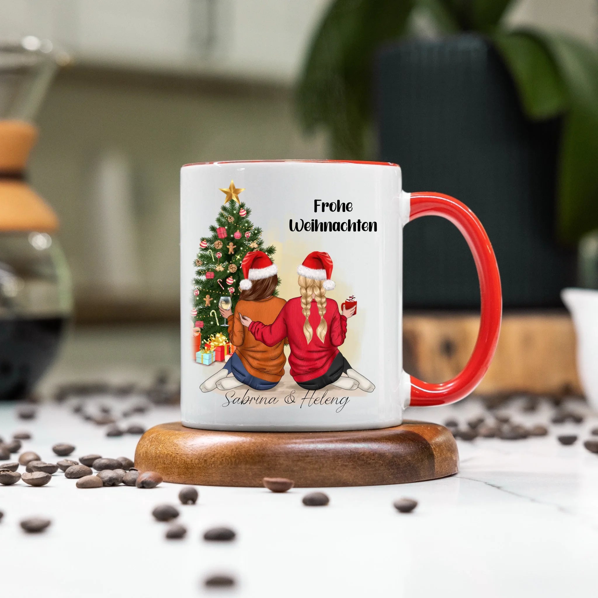 Tasse Beste Freundinnen Weihnachtstasse Personalisiert Beste Freundin mit Name Xmas Weihnachten Schwester Freundinnengeschenk