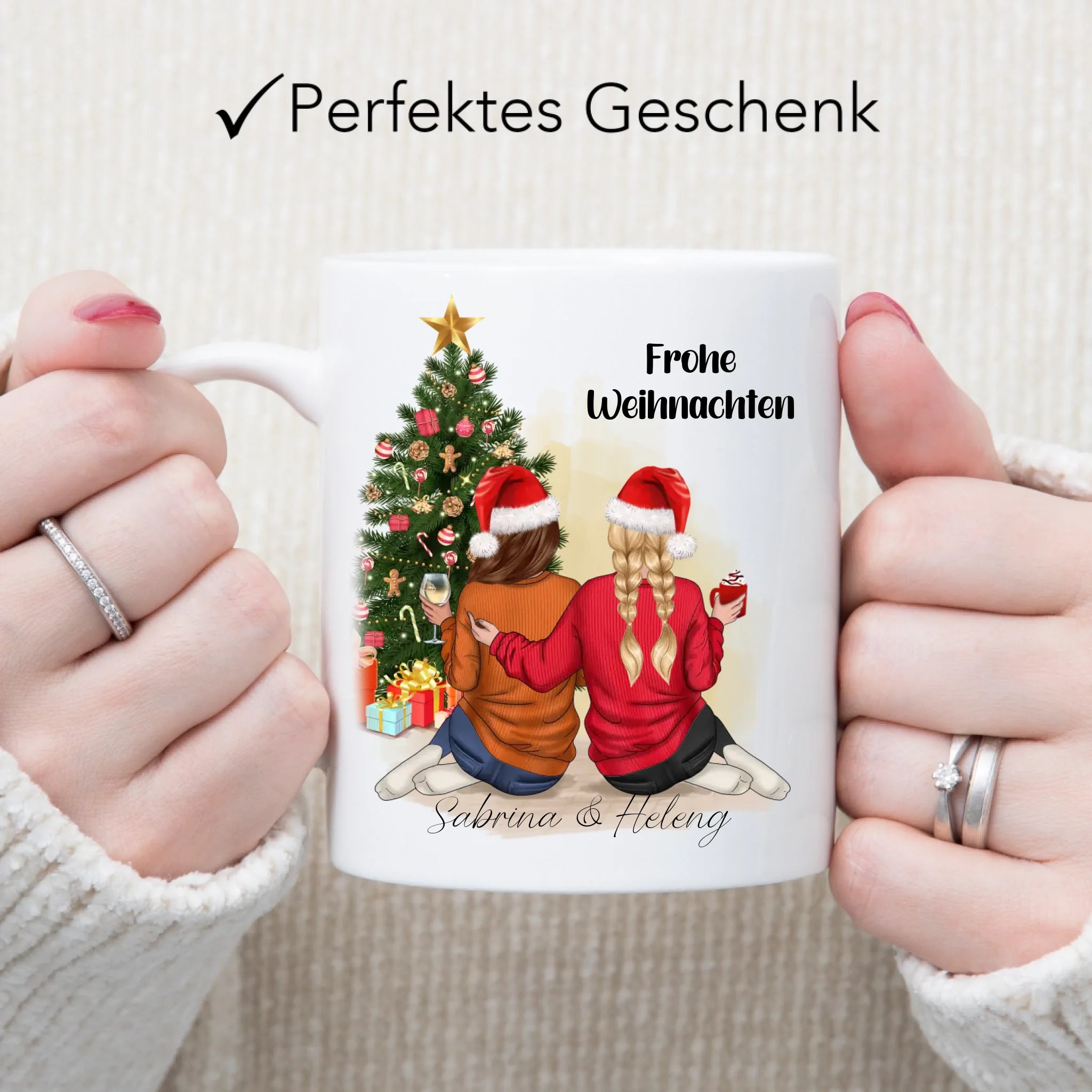 Tasse Beste Freundinnen Weihnachtstasse Personalisiert Beste Freundin mit Name Xmas Weihnachten Schwester Freundinnengeschenk
