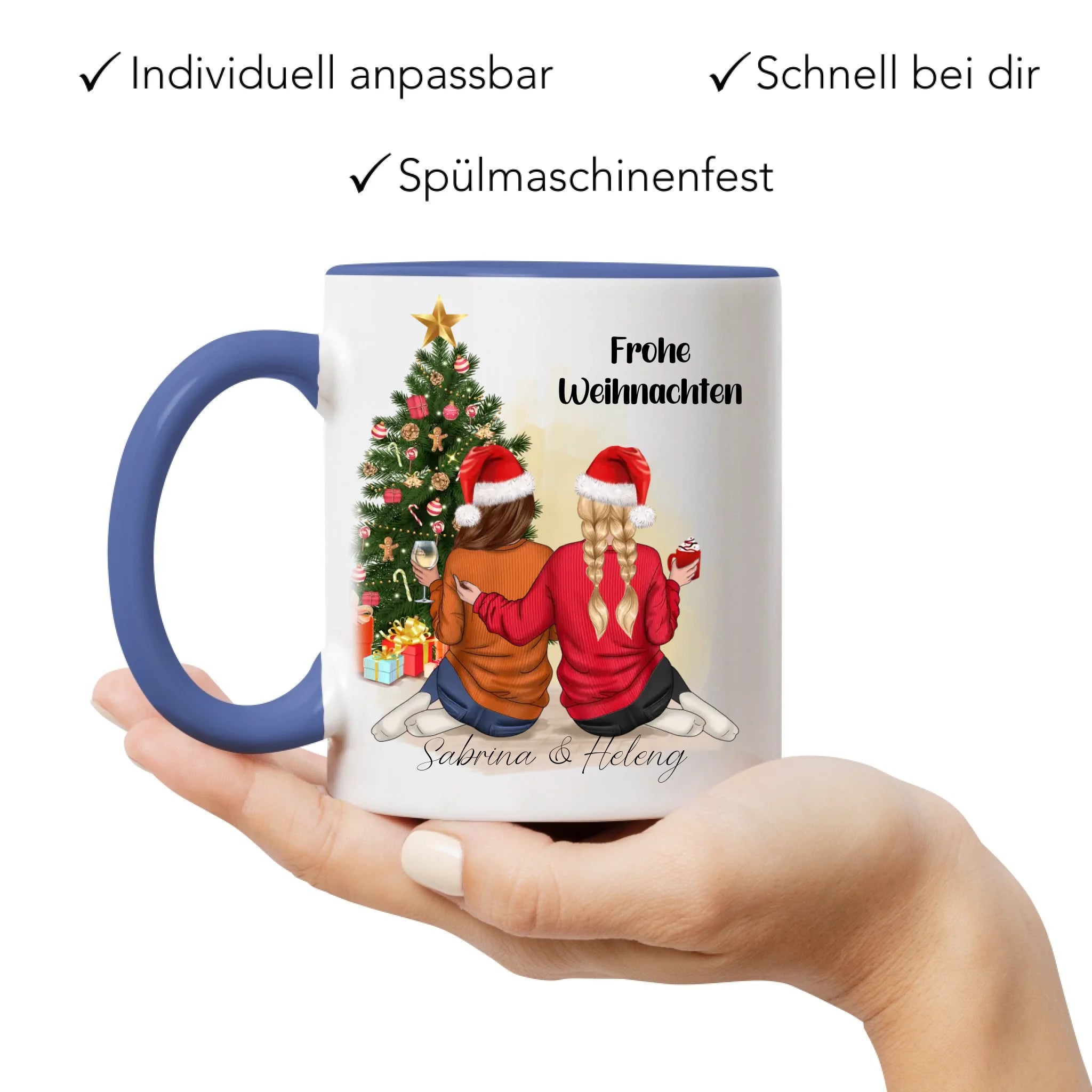 Tasse Beste Freundinnen Weihnachtstasse Personalisiert Beste Freundin mit Name Xmas Weihnachten Schwester Freundinnengeschenk