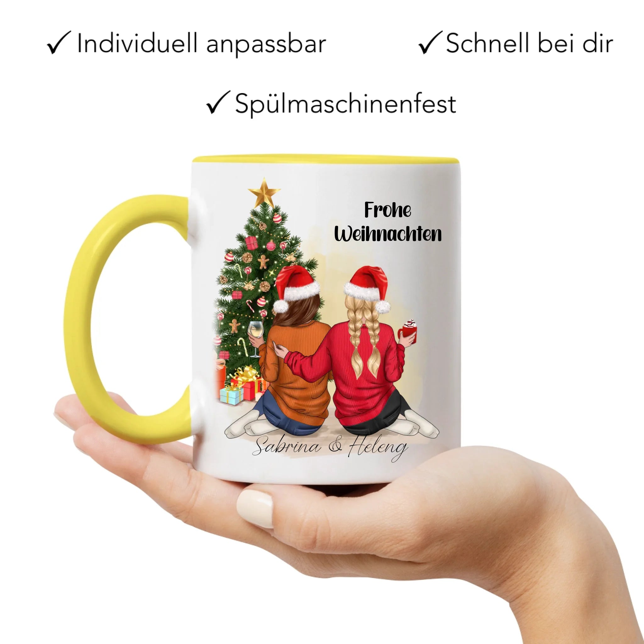 Tasse Beste Freundinnen Weihnachtstasse Personalisiert Beste Freundin mit Name Xmas Weihnachten Schwester Freundinnengeschenk