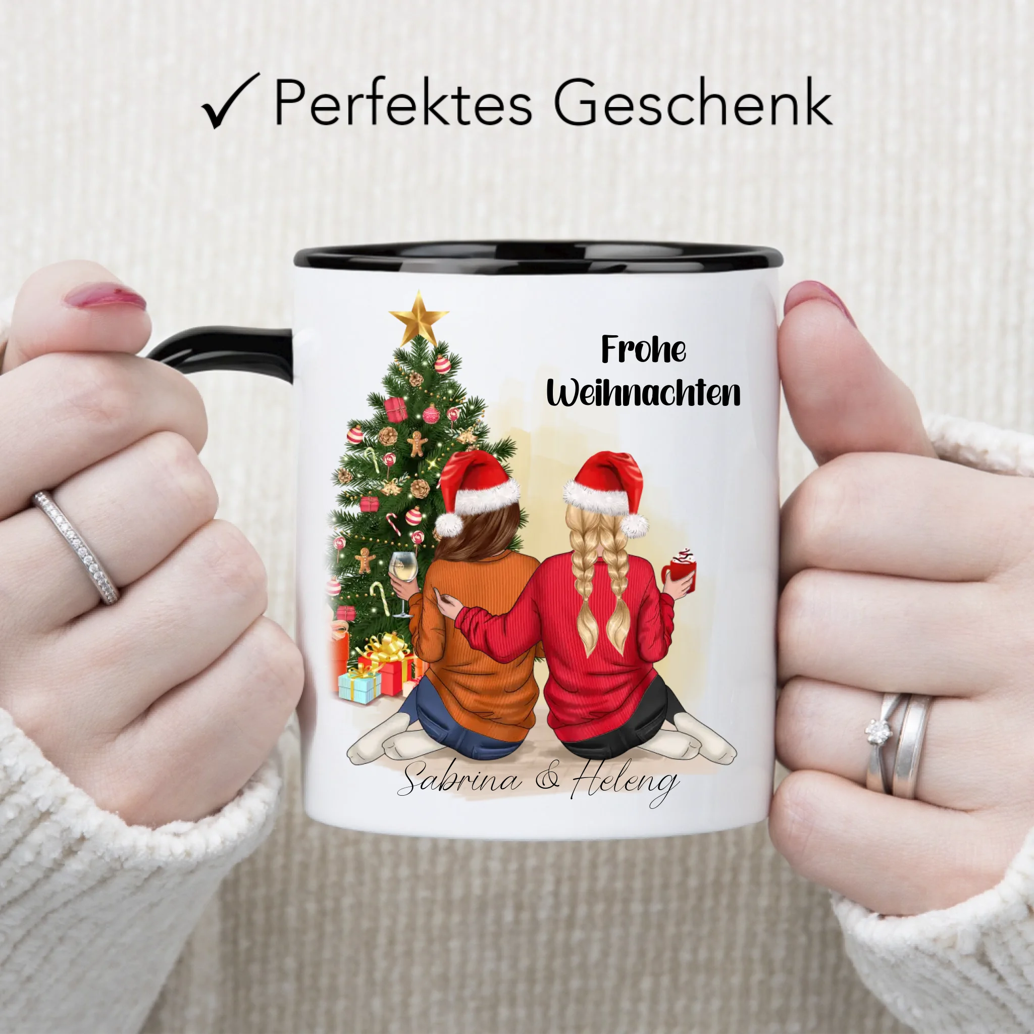 Tasse Beste Freundinnen Weihnachtstasse Personalisiert Beste Freundin mit Name Xmas Weihnachten Schwester Freundinnengeschenk