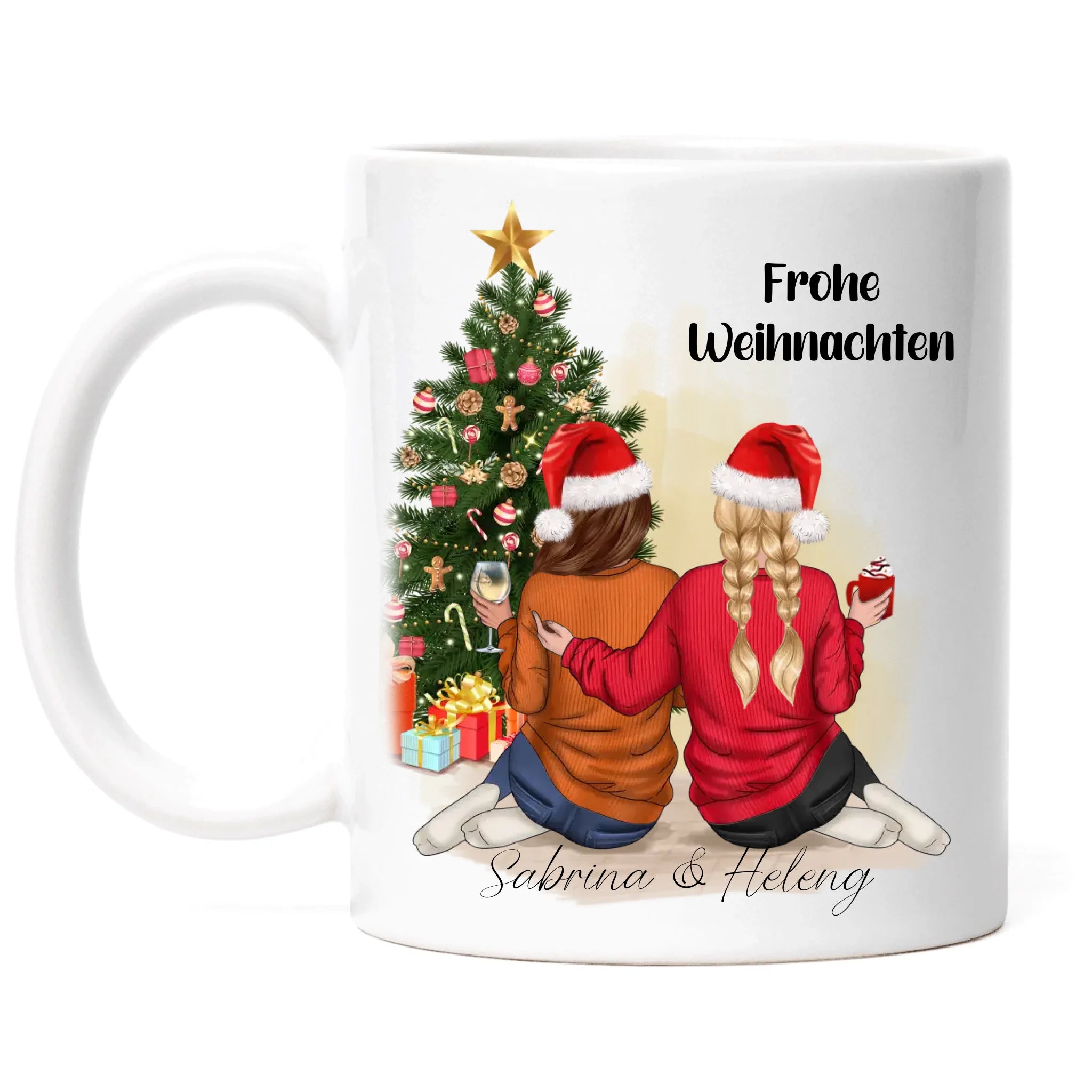 Tasse Beste Freundinnen Weihnachtstasse Personalisiert Beste Freundin mit Name Xmas Weihnachten Schwester Freundinnengeschenk