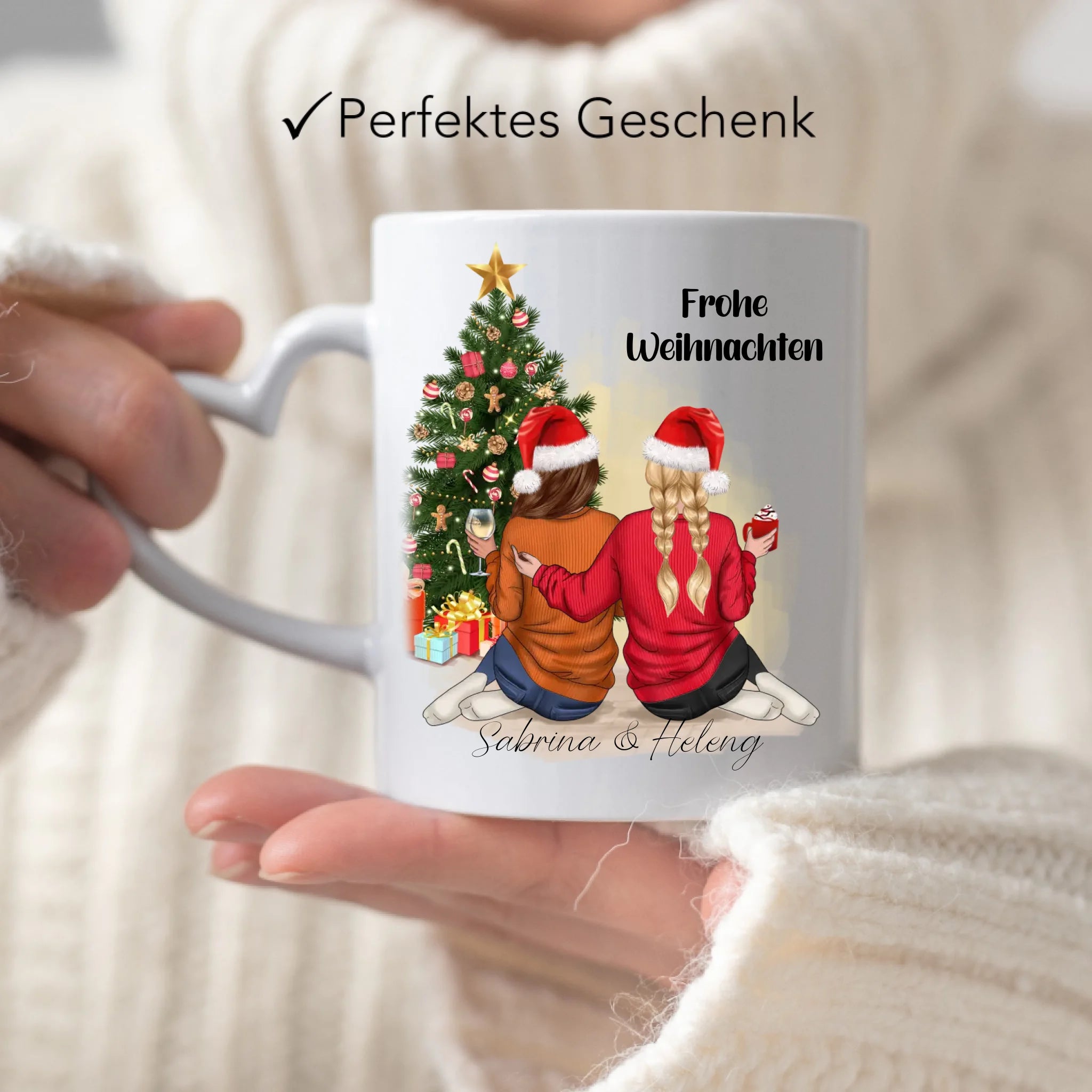 Tasse Beste Freundinnen Weihnachtstasse Personalisiert Beste Freundin mit Name Xmas Weihnachten Schwester Freundinnengeschenk