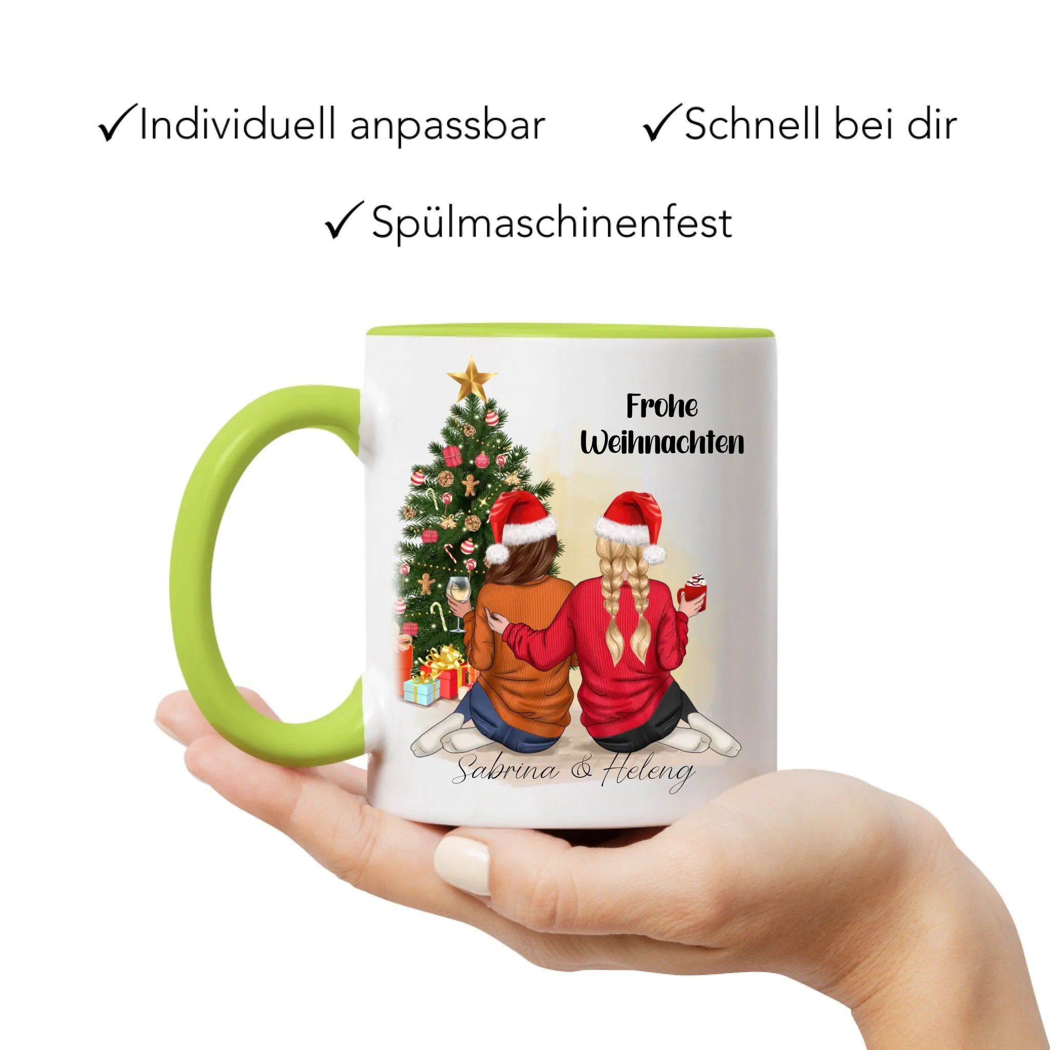 Tasse Beste Freundinnen Weihnachtstasse Personalisiert Beste Freundin mit Name Xmas Weihnachten Schwester Freundinnengeschenk