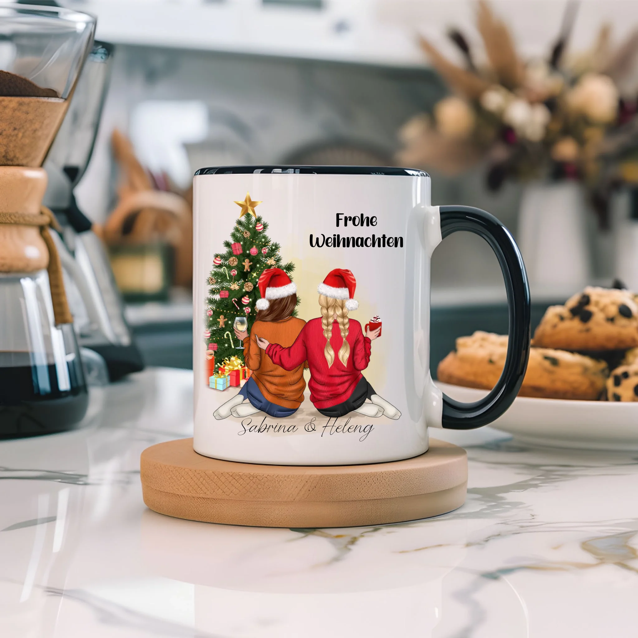 Tasse Beste Freundinnen Weihnachtstasse Personalisiert Beste Freundin mit Name Xmas Weihnachten Schwester Freundinnengeschenk