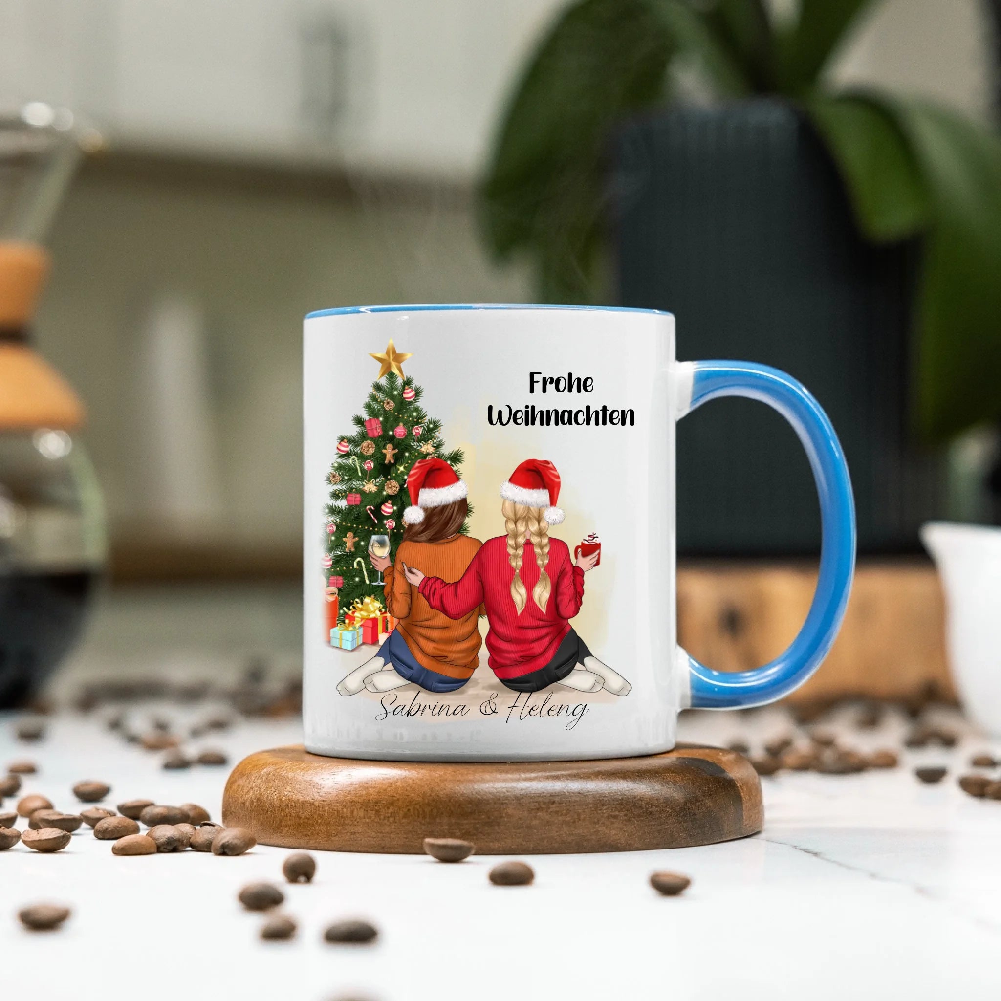 Tasse Beste Freundinnen Weihnachtstasse Personalisiert Beste Freundin mit Name Xmas Weihnachten Schwester Freundinnengeschenk