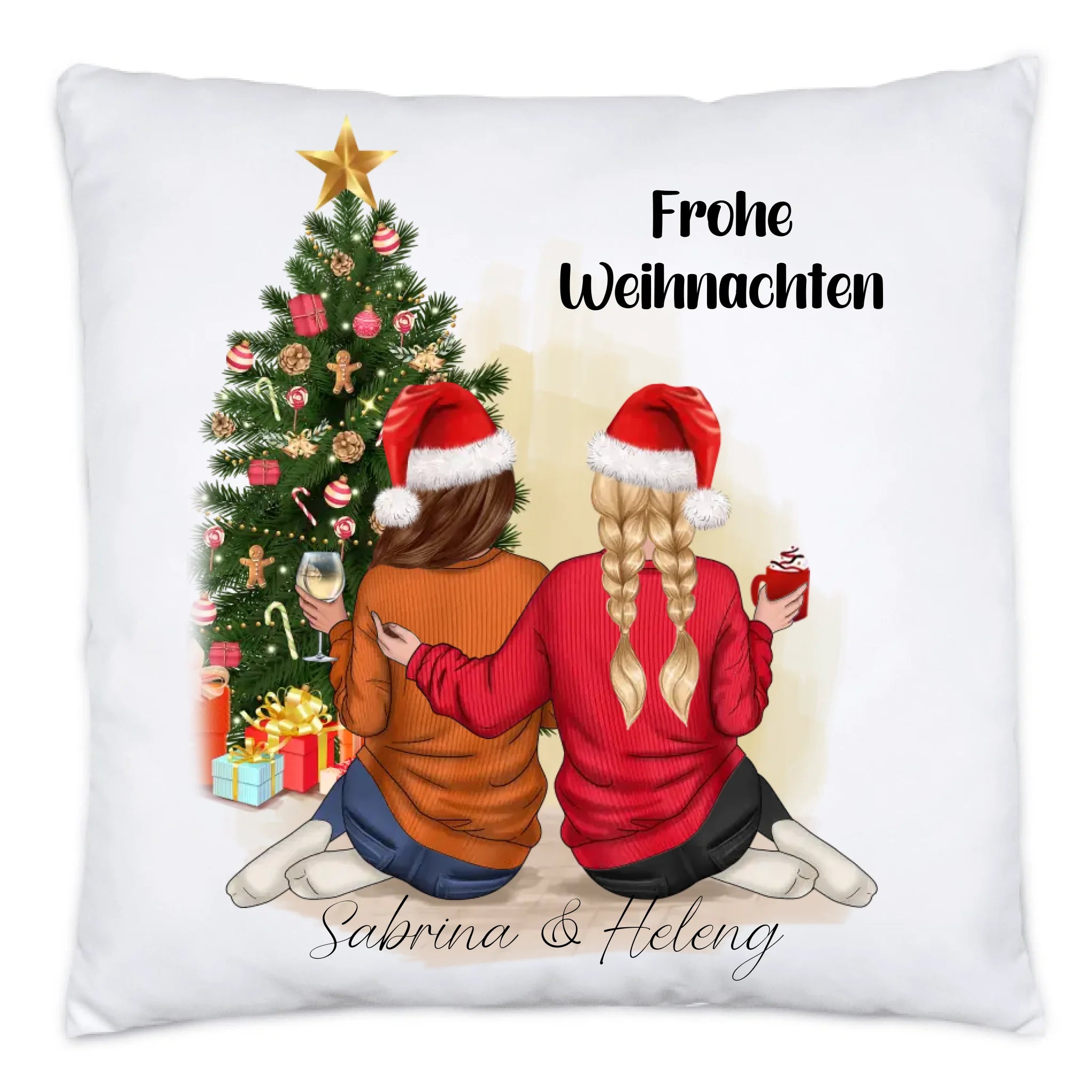 Kissen Beste Freundinnen Weihnachtskissen Personalisiert Beste Freundin mit Name Xmas Weihnachten Schwester Freundinnengeschenk - Kissen inkl. Füllung