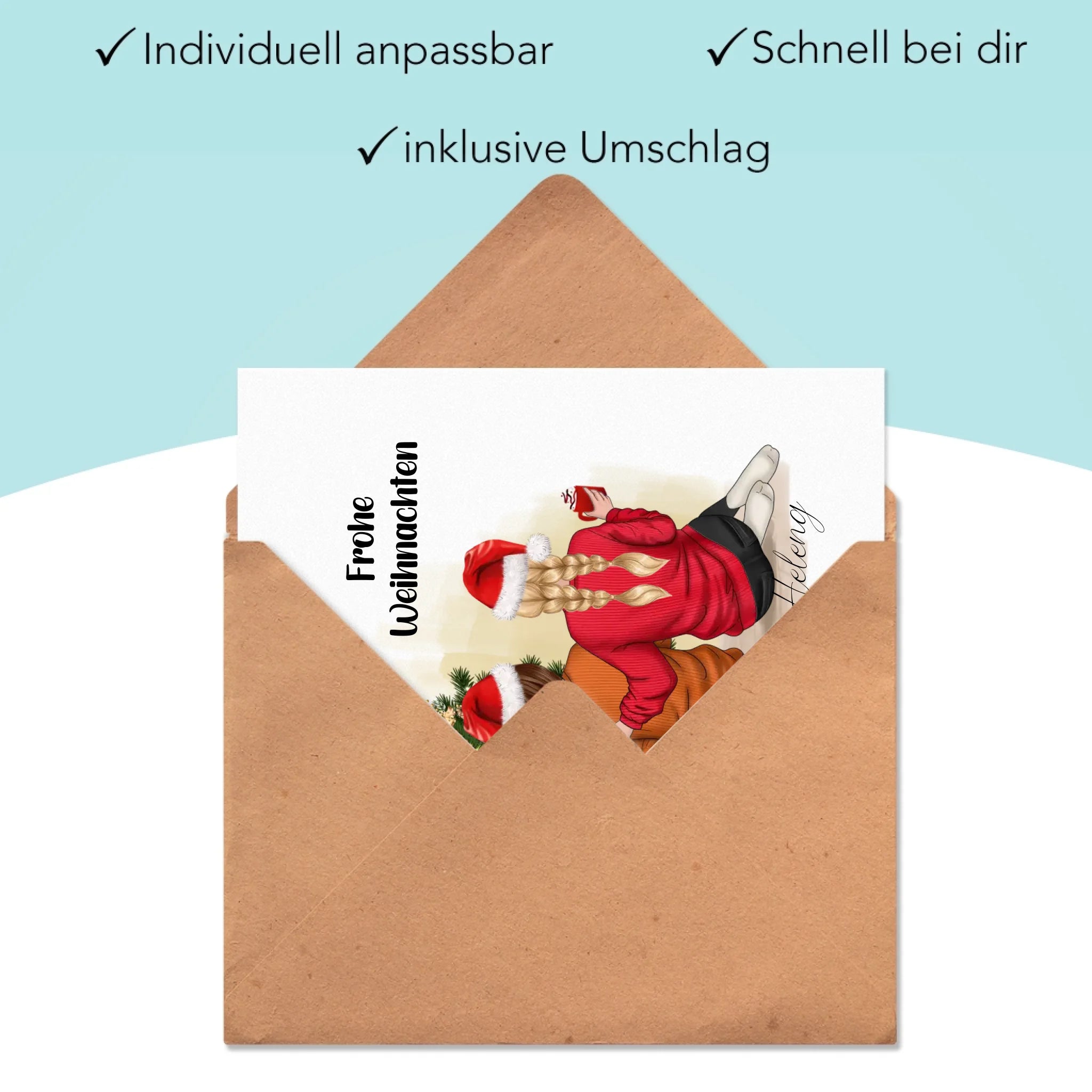 Karte Beste Freundinnen Weihnachtskarte Personalisiert Beste Freundin mit Name Xmas Weihnachten Schwester Freundinnengeschenk - Klappkarte mit Umschlag