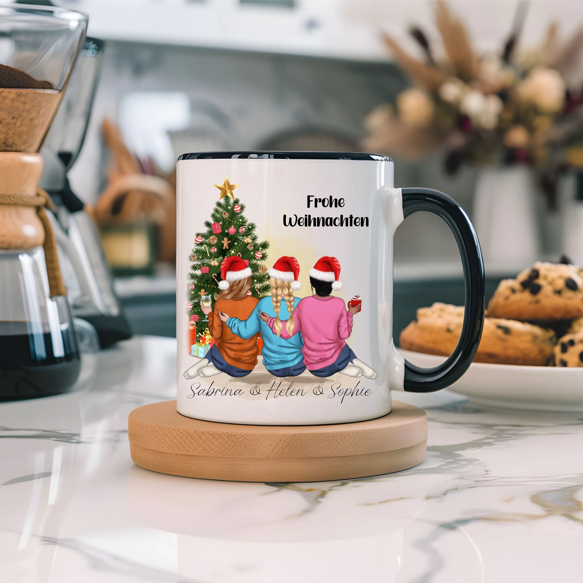 Tasse Weihnachten 3 Beste Freundinnen Personalisiert Beste Freundin Weihnachtstasse mit Name Xmas Schwestern Freundinnengeschenk
