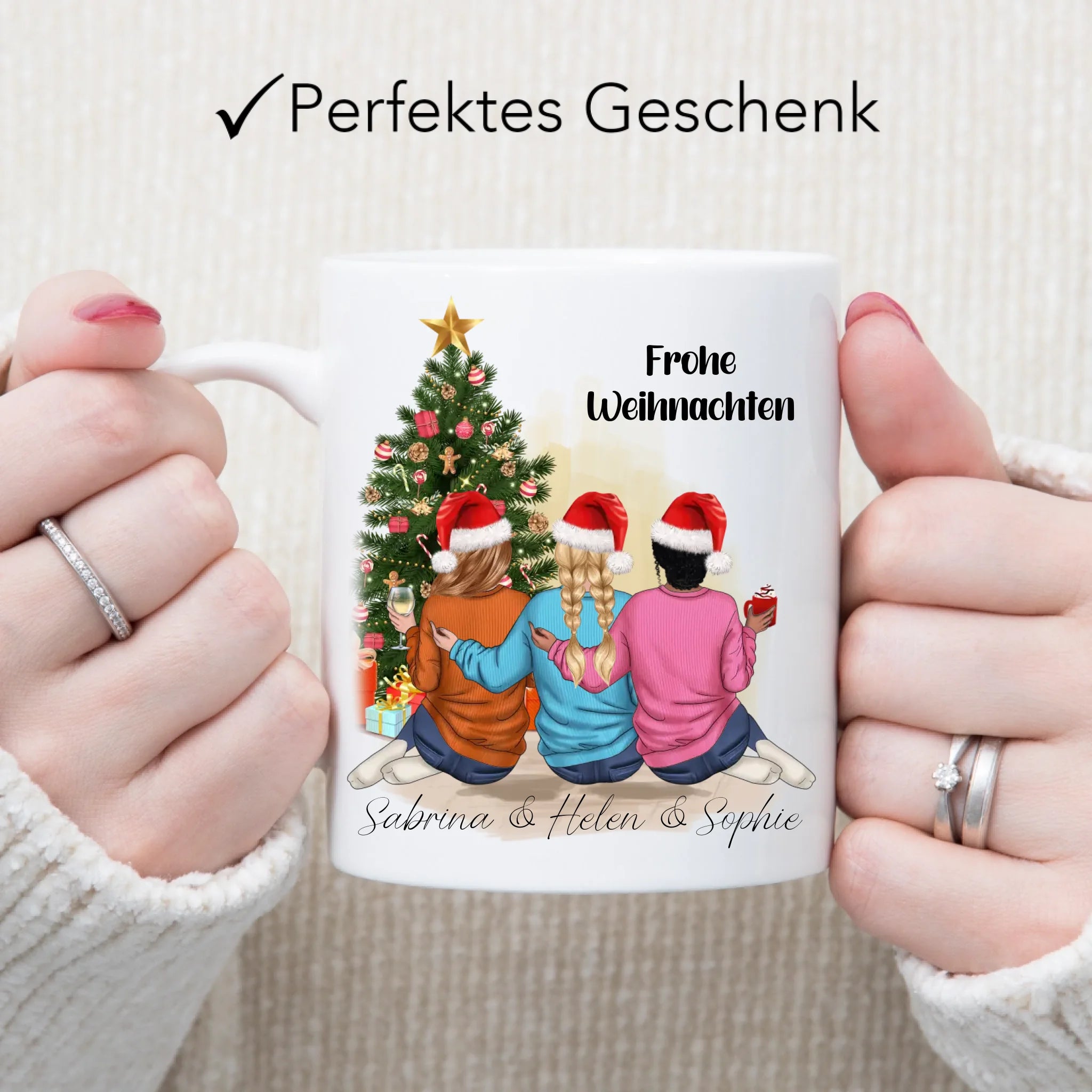 Tasse Weihnachten 3 Beste Freundinnen Personalisiert Beste Freundin Weihnachtstasse mit Name Xmas Schwestern Freundinnengeschenk