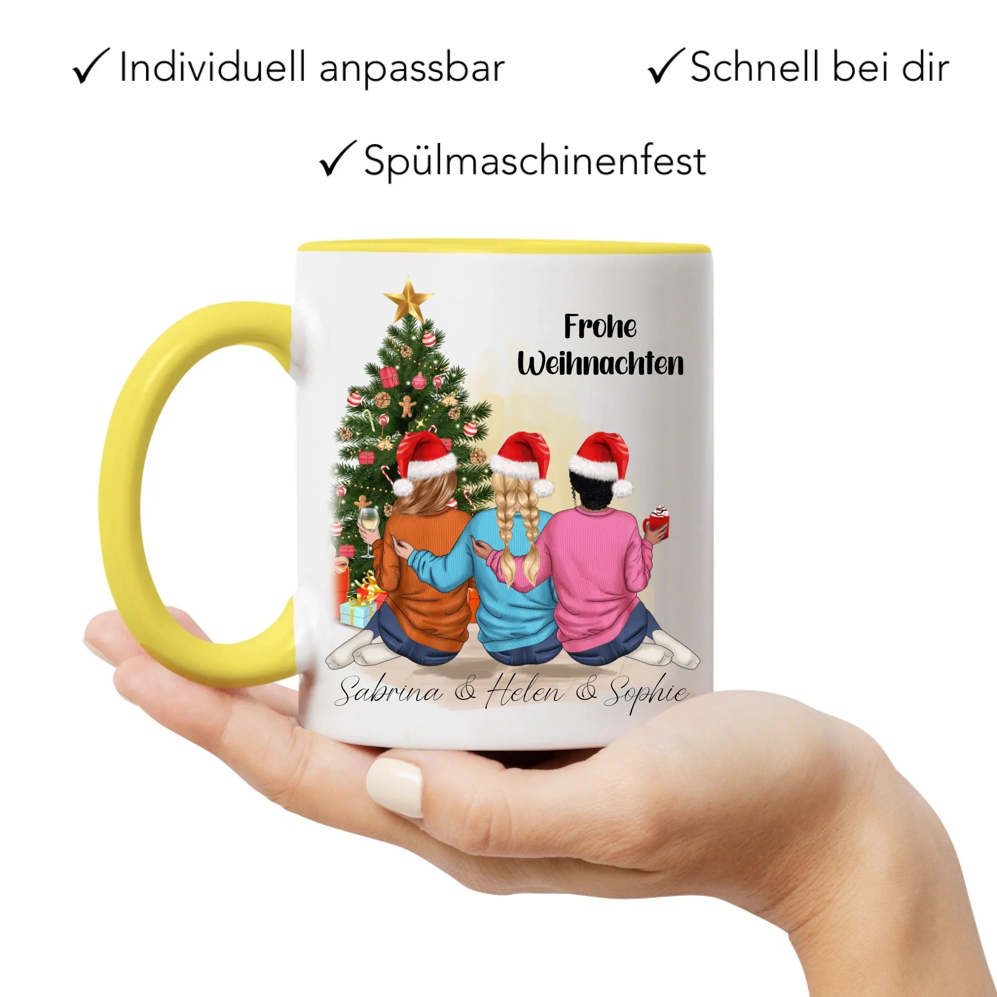 Tasse Weihnachten 3 Beste Freundinnen Personalisiert Beste Freundin Weihnachtstasse mit Name Xmas Schwestern Freundinnengeschenk