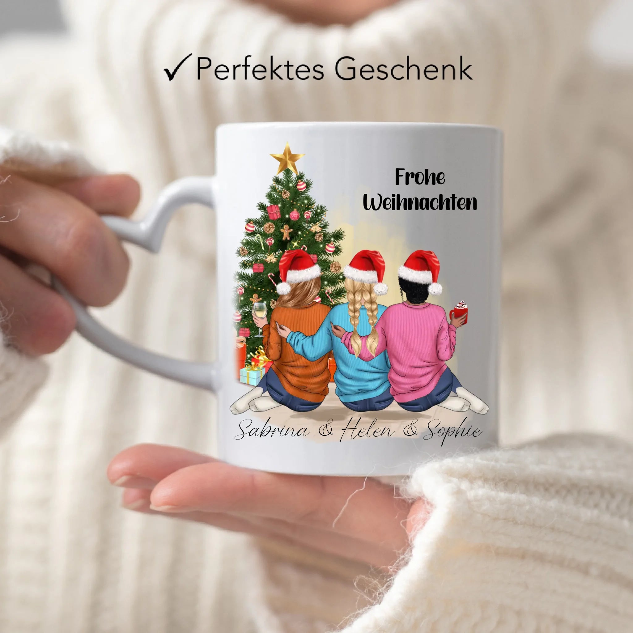 Tasse Weihnachten 3 Beste Freundinnen Personalisiert Beste Freundin Weihnachtstasse mit Name Xmas Schwestern Freundinnengeschenk