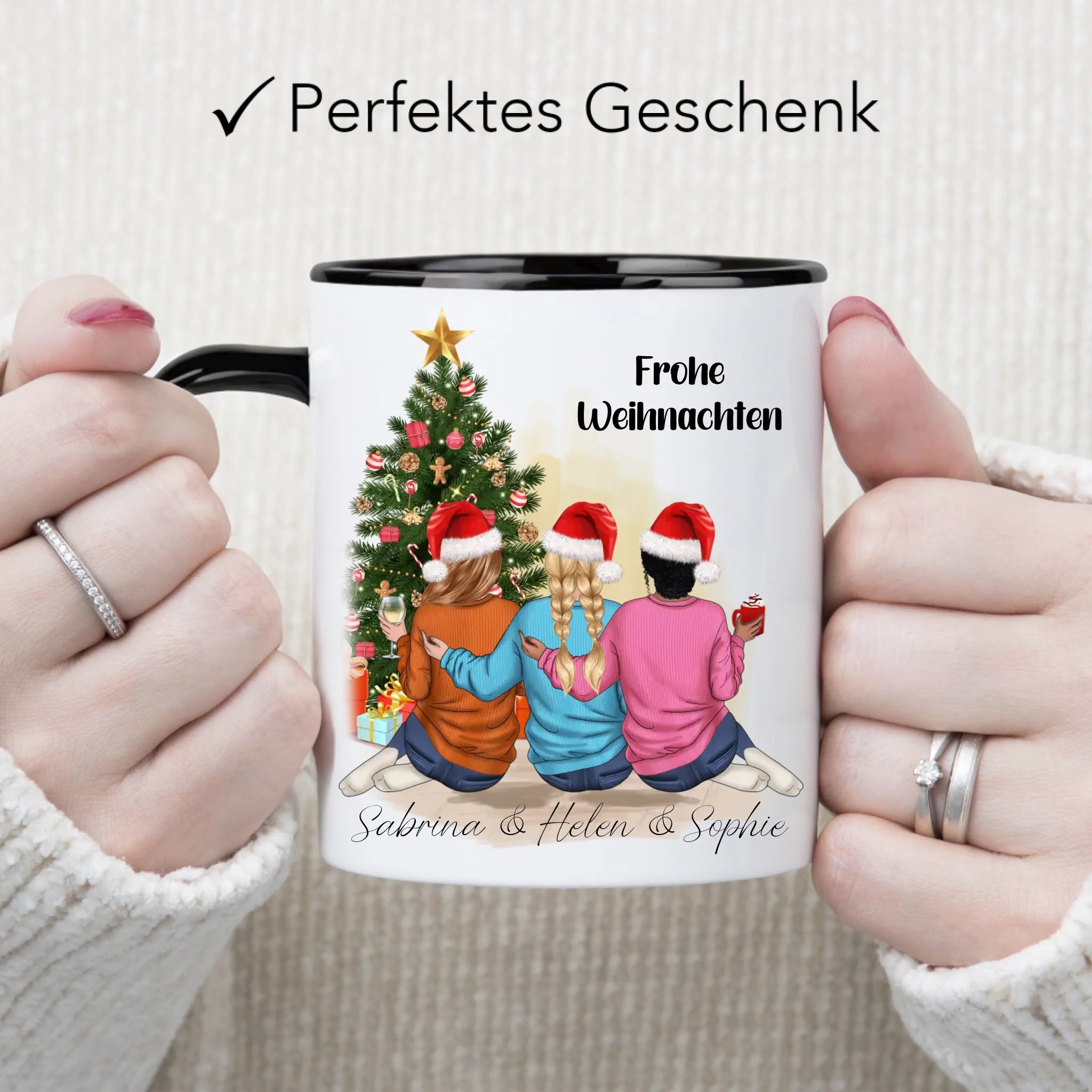 Tasse Weihnachten 3 Beste Freundinnen Personalisiert Beste Freundin Weihnachtstasse mit Name Xmas Schwestern Freundinnengeschenk