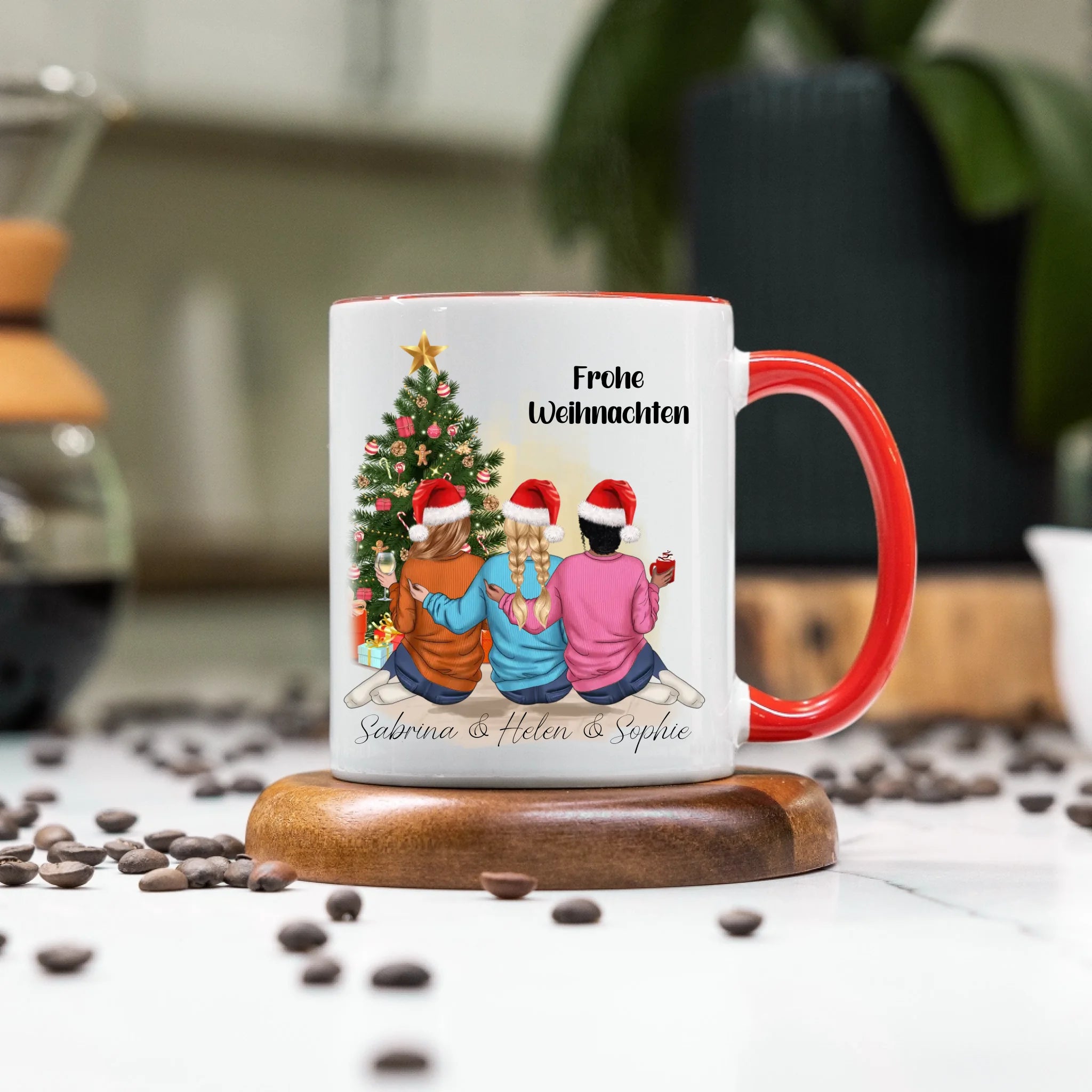 Tasse Weihnachten 3 Beste Freundinnen Personalisiert Beste Freundin Weihnachtstasse mit Name Xmas Schwestern Freundinnengeschenk