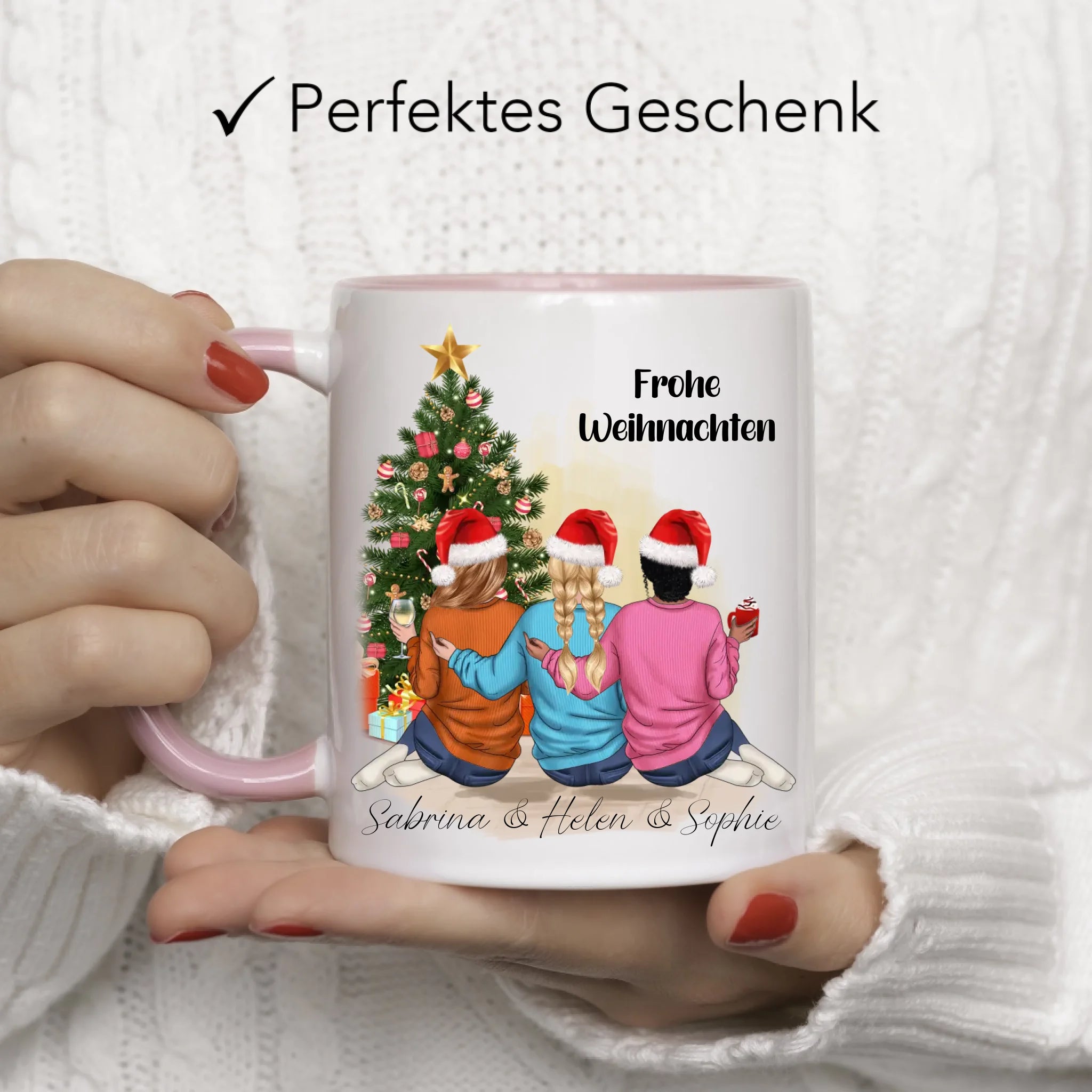 Tasse Weihnachten 3 Beste Freundinnen Personalisiert Beste Freundin Weihnachtstasse mit Name Xmas Schwestern Freundinnengeschenk