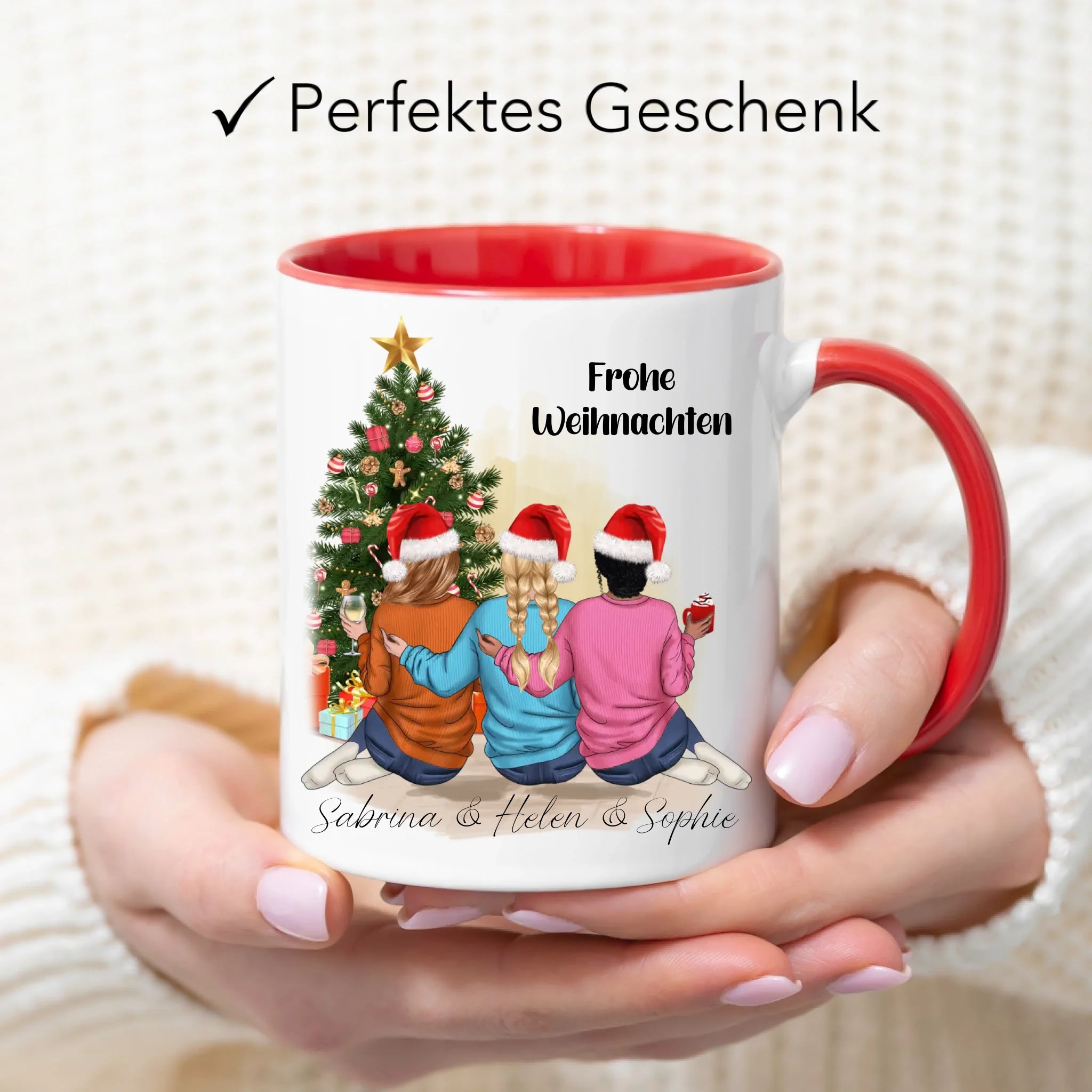Tasse Weihnachten 3 Beste Freundinnen Personalisiert Beste Freundin Weihnachtstasse mit Name Xmas Schwestern Freundinnengeschenk