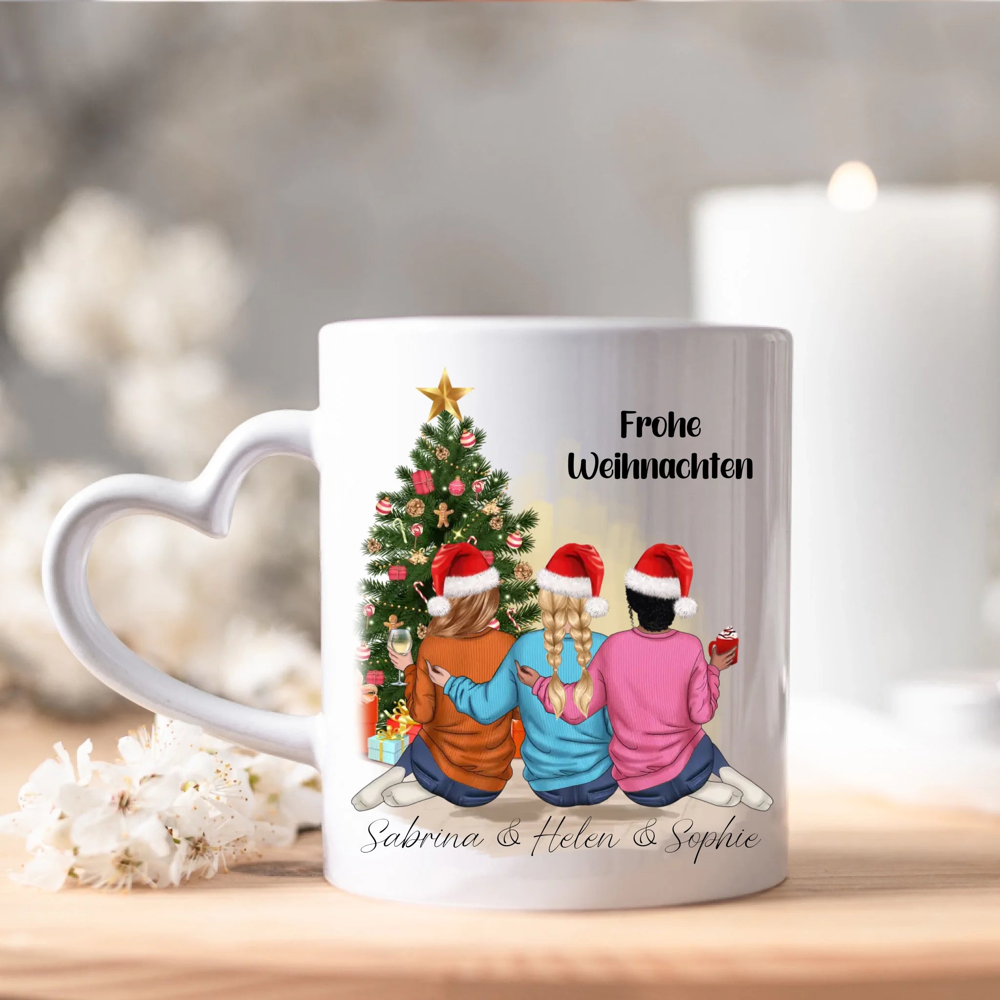 Tasse Weihnachten 3 Beste Freundinnen Personalisiert Beste Freundin Weihnachtstasse mit Name Xmas Schwestern Freundinnengeschenk