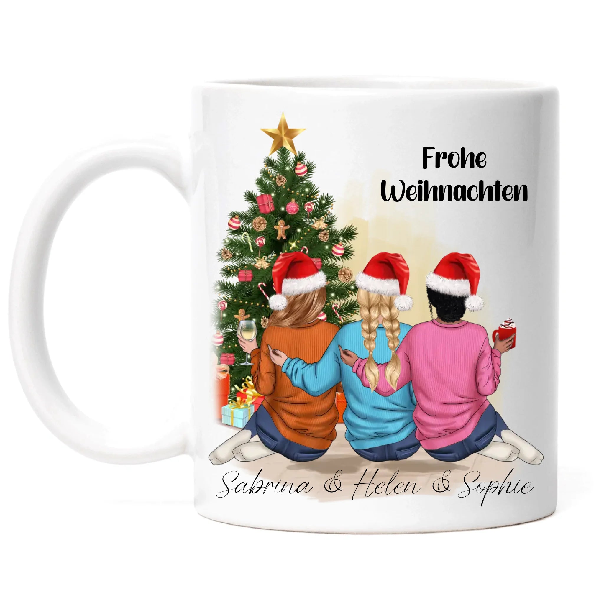 Tasse Weihnachten 3 Beste Freundinnen Personalisiert Beste Freundin Weihnachtstasse mit Name Xmas Schwestern Freundinnengeschenk