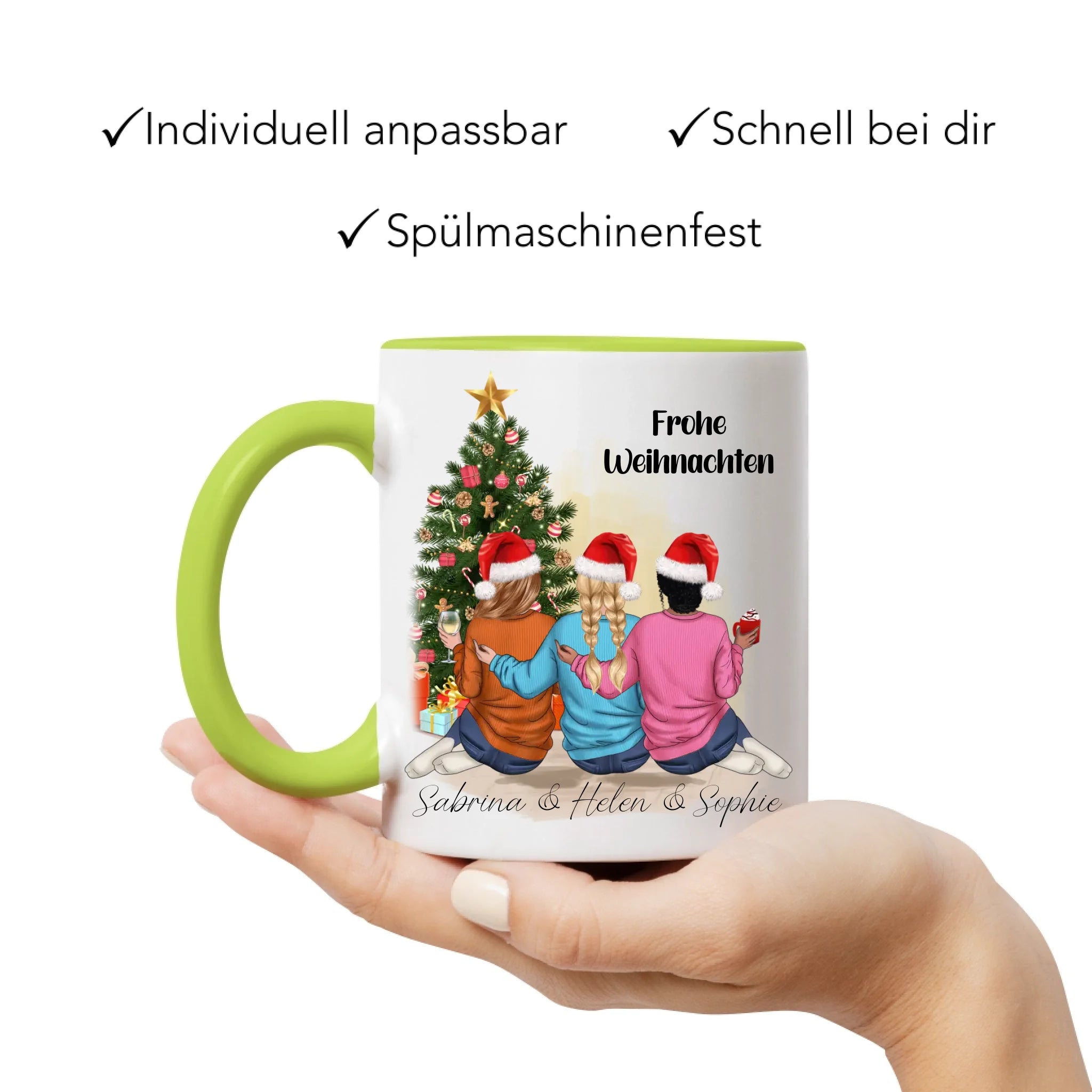 Tasse Weihnachten 3 Beste Freundinnen Personalisiert Beste Freundin Weihnachtstasse mit Name Xmas Schwestern Freundinnengeschenk