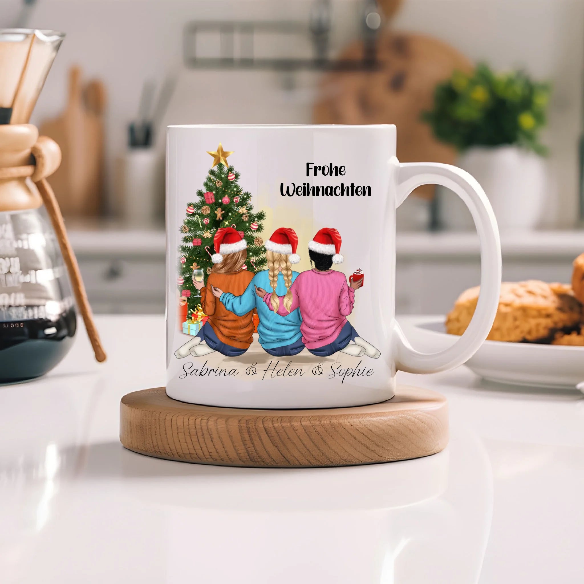 Tasse Weihnachten 3 Beste Freundinnen Personalisiert Beste Freundin Weihnachtstasse mit Name Xmas Schwestern Freundinnengeschenk