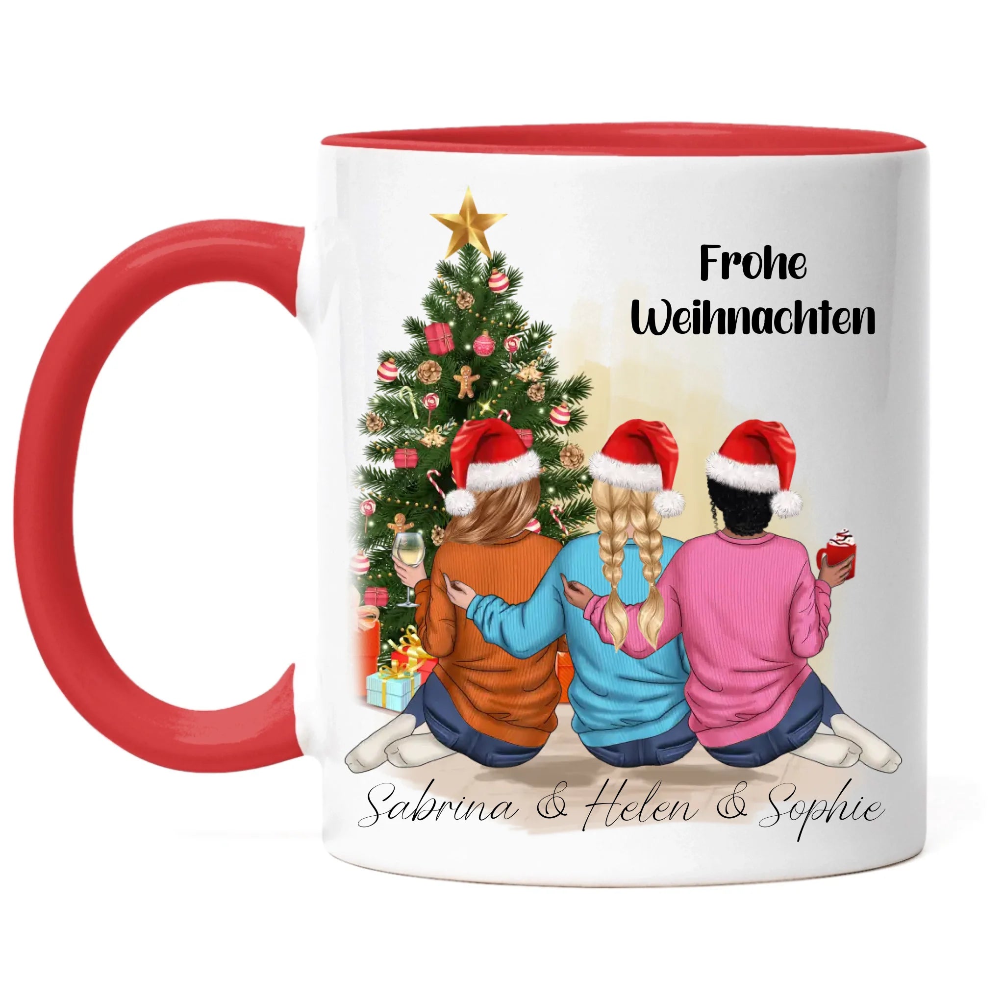 Tasse Weihnachten 3 Beste Freundinnen Personalisiert Beste Freundin Weihnachtstasse mit Name Xmas Schwestern Freundinnengeschenk