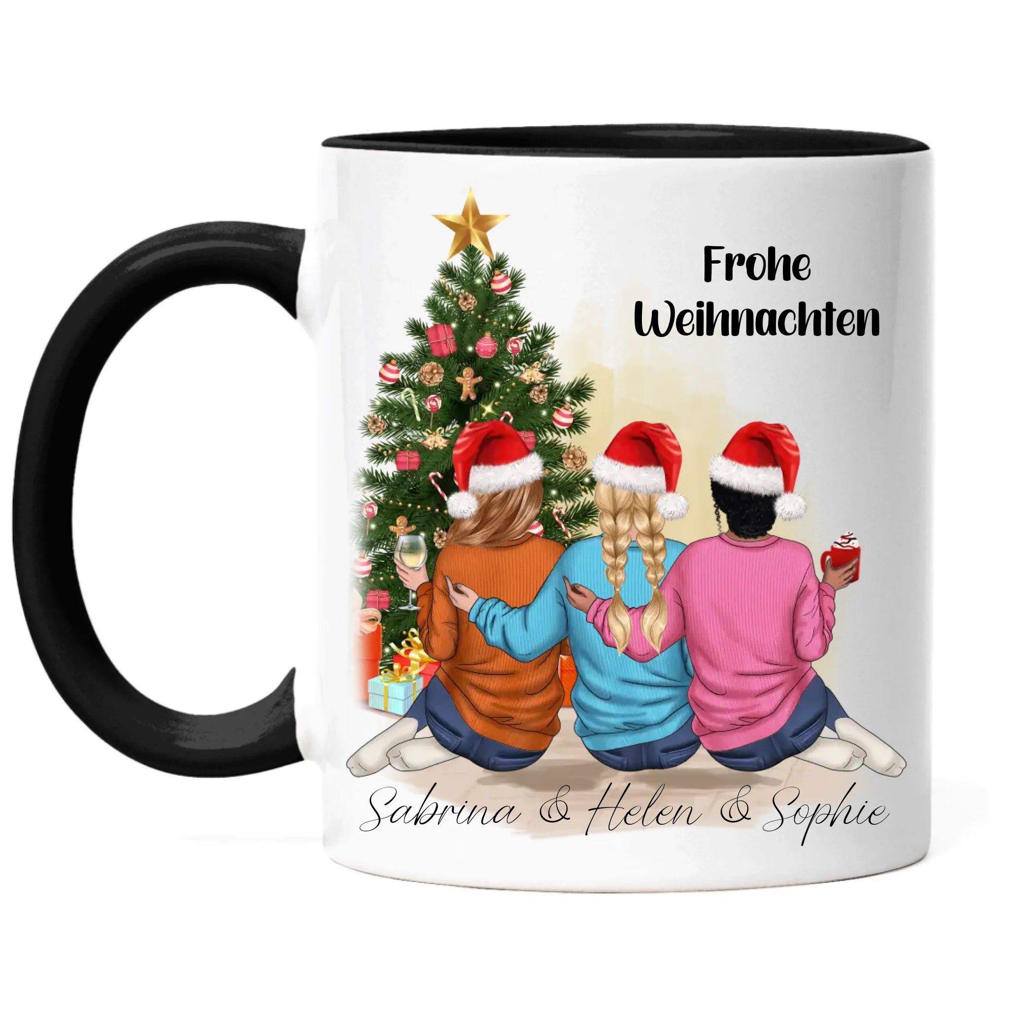 Tasse Weihnachten 3 Beste Freundinnen Personalisiert Beste Freundin Weihnachtstasse mit Name Xmas Schwestern Freundinnengeschenk