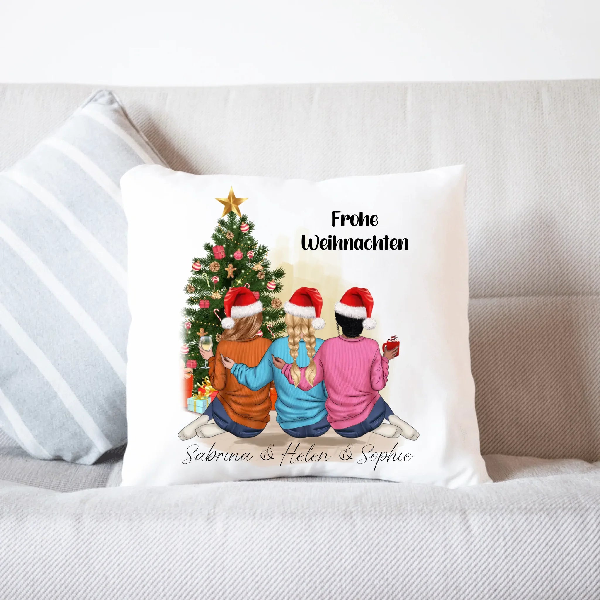 Kissen Weihnachten 3 Beste Freundinnen Personalisiert Beste Freundin Weihnachtskissen mit Name Xmas Schwestern Freundinnengeschenk - Kissen inkl. Füllung